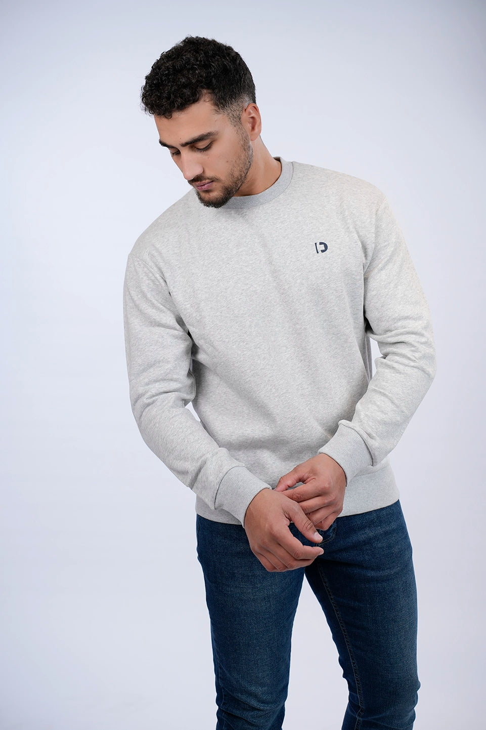 Basic Grey Sweater With A Logo Print