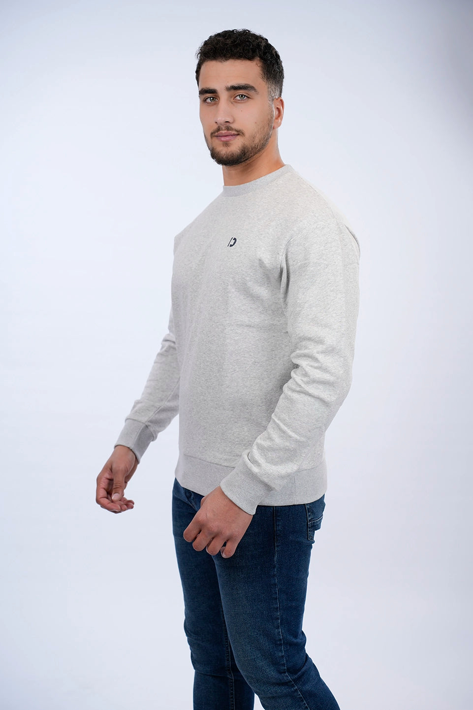 Basic Grey Sweater With A Logo Print