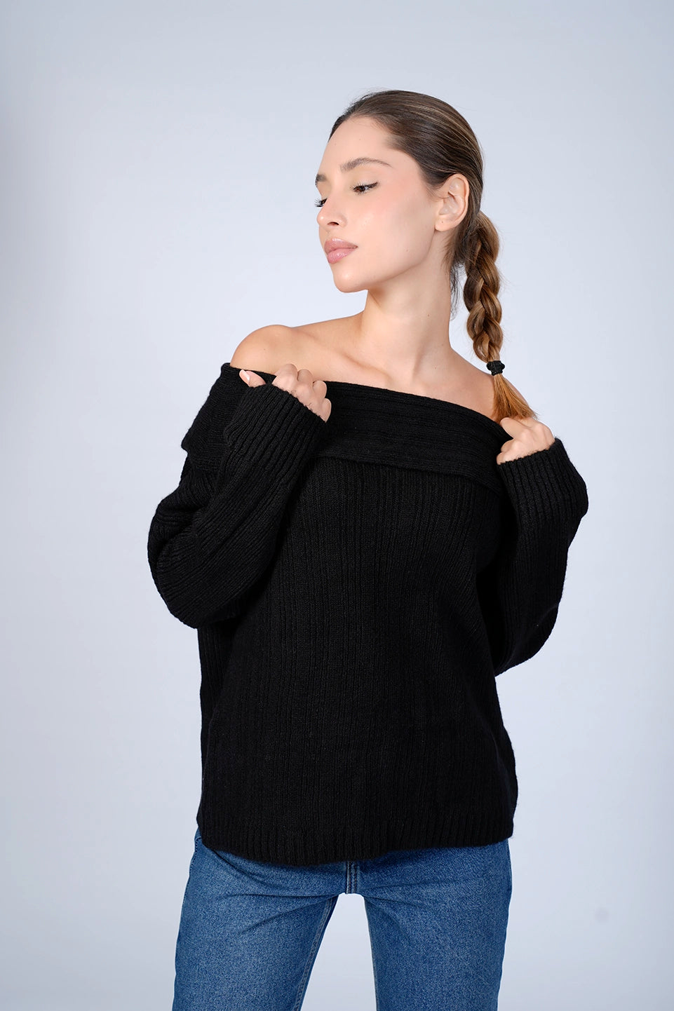 Black Off Shoulder Sweater