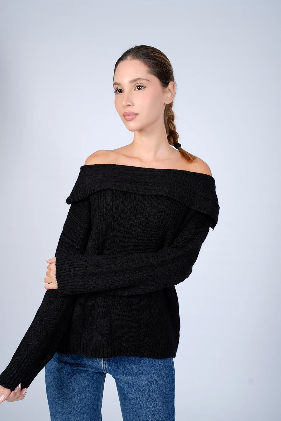 Black Off Shoulder Sweater