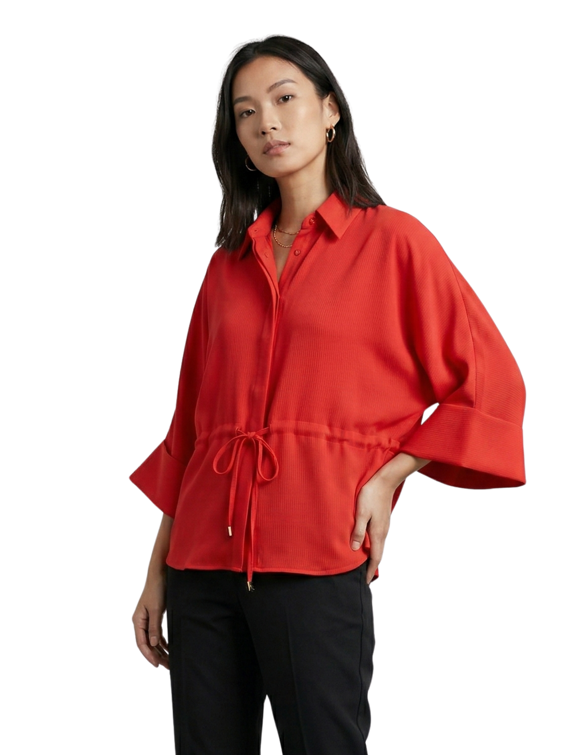 Red Blouse With Wide Sleeves