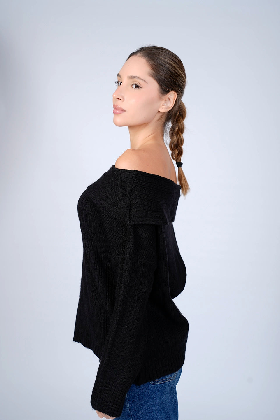 Black Off Shoulder Sweater