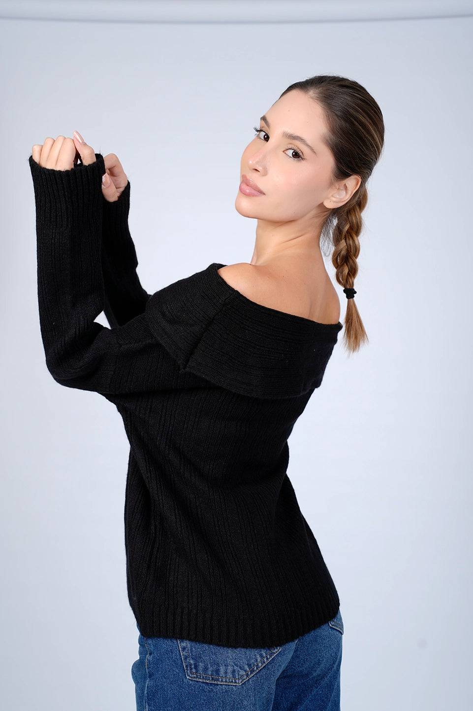 Black Off Shoulder Sweater