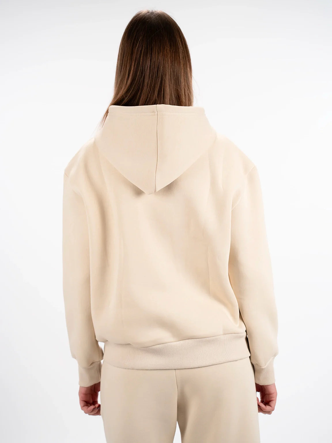 Beige Fleeced Jacket With Hood