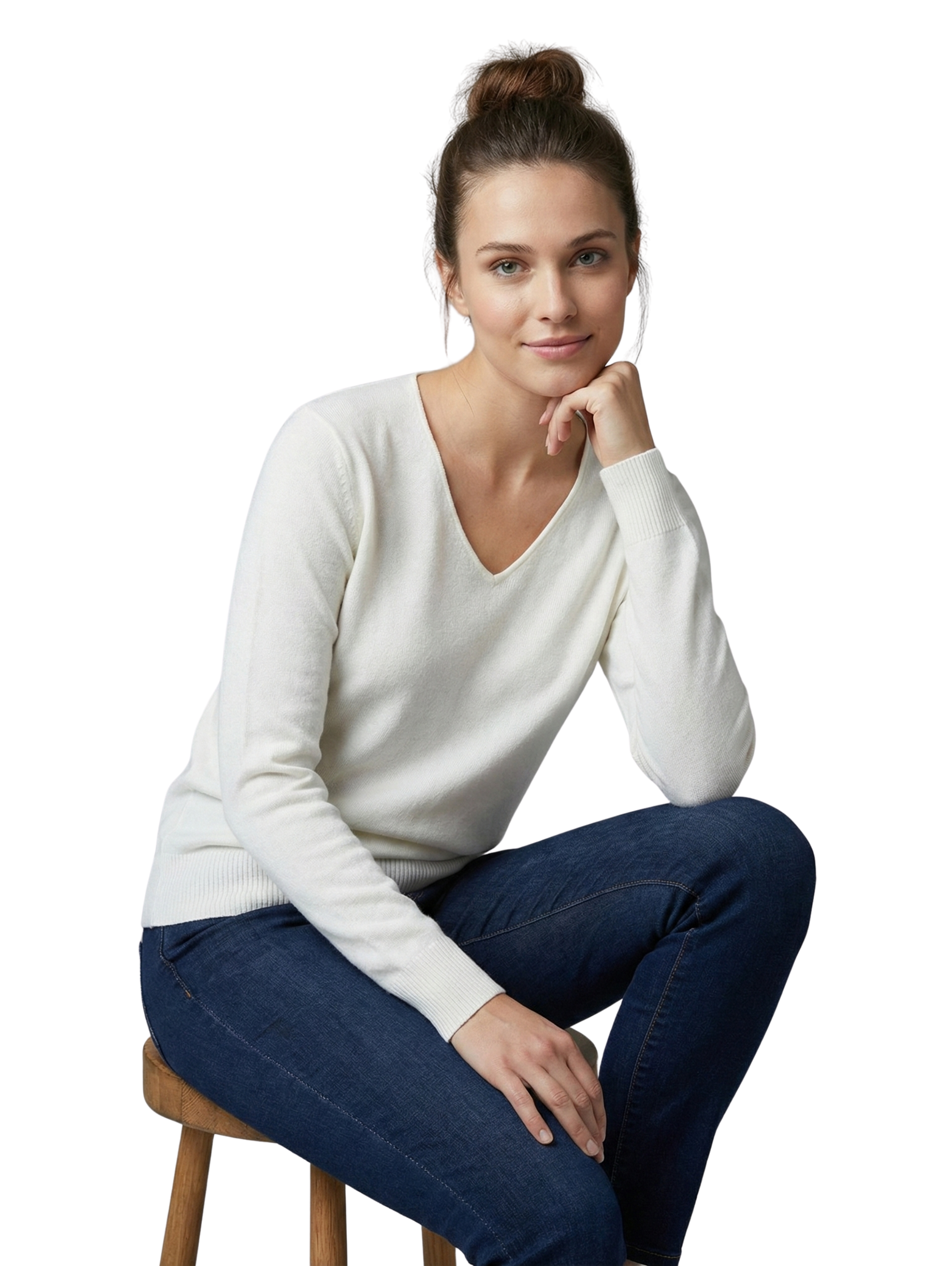 Offwhite Long Sleeve V-Neck Sweater