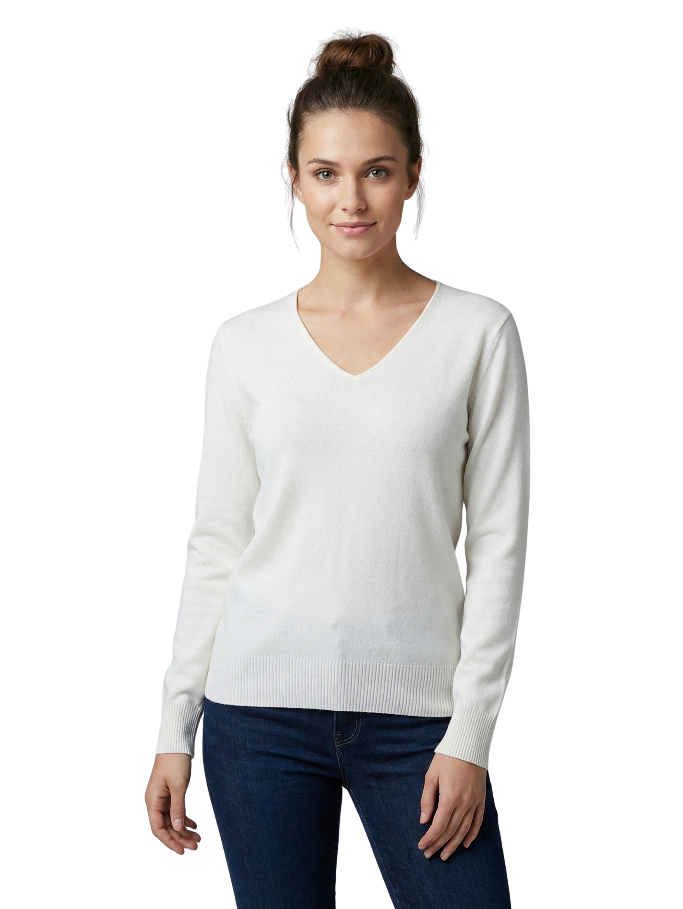 Offwhite Long Sleeve V-Neck Sweater