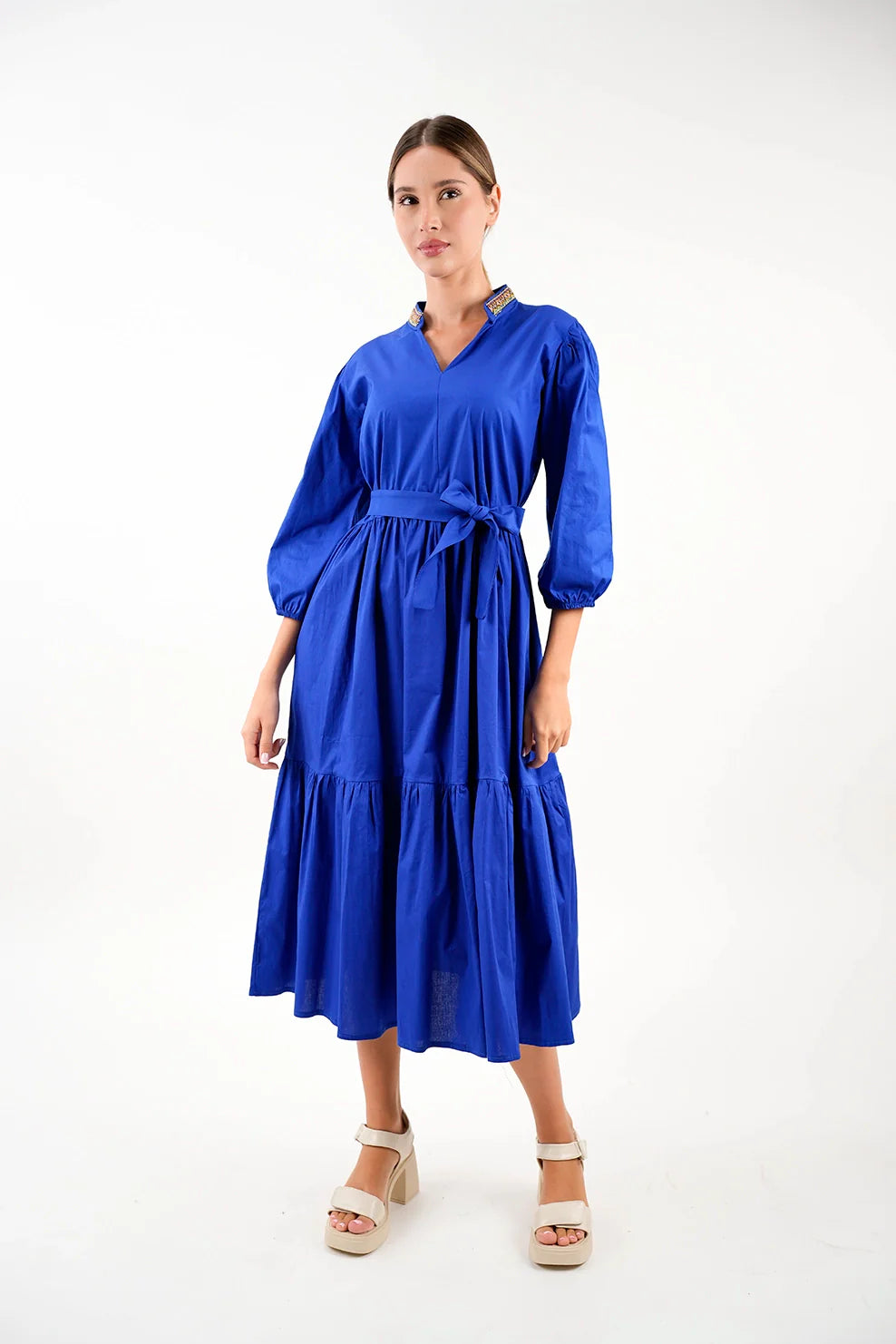 Long Sleeved Gitane Dress With Wing Collar