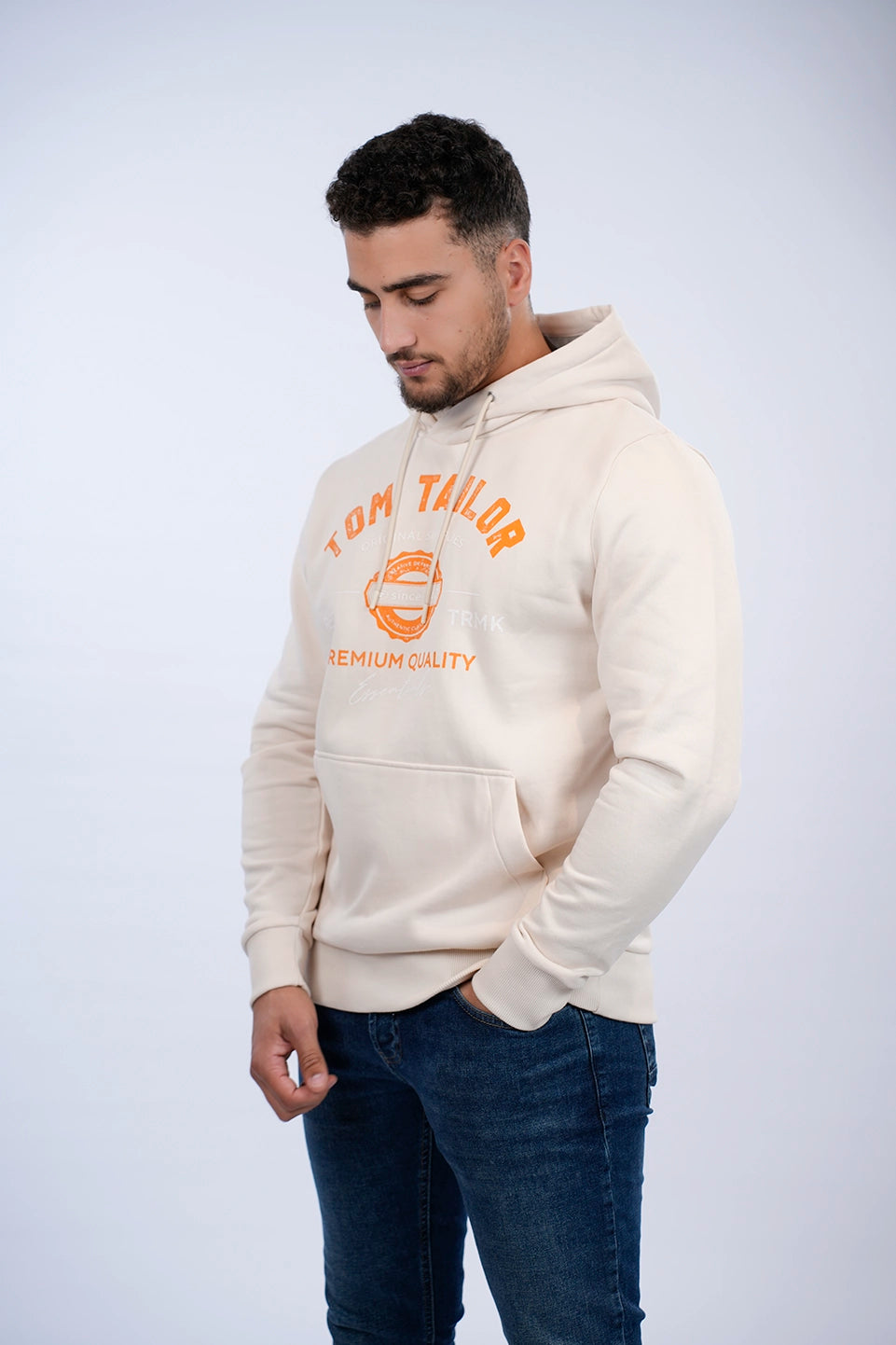 Tom Tailor Light Sand Hoodie With Front Logo