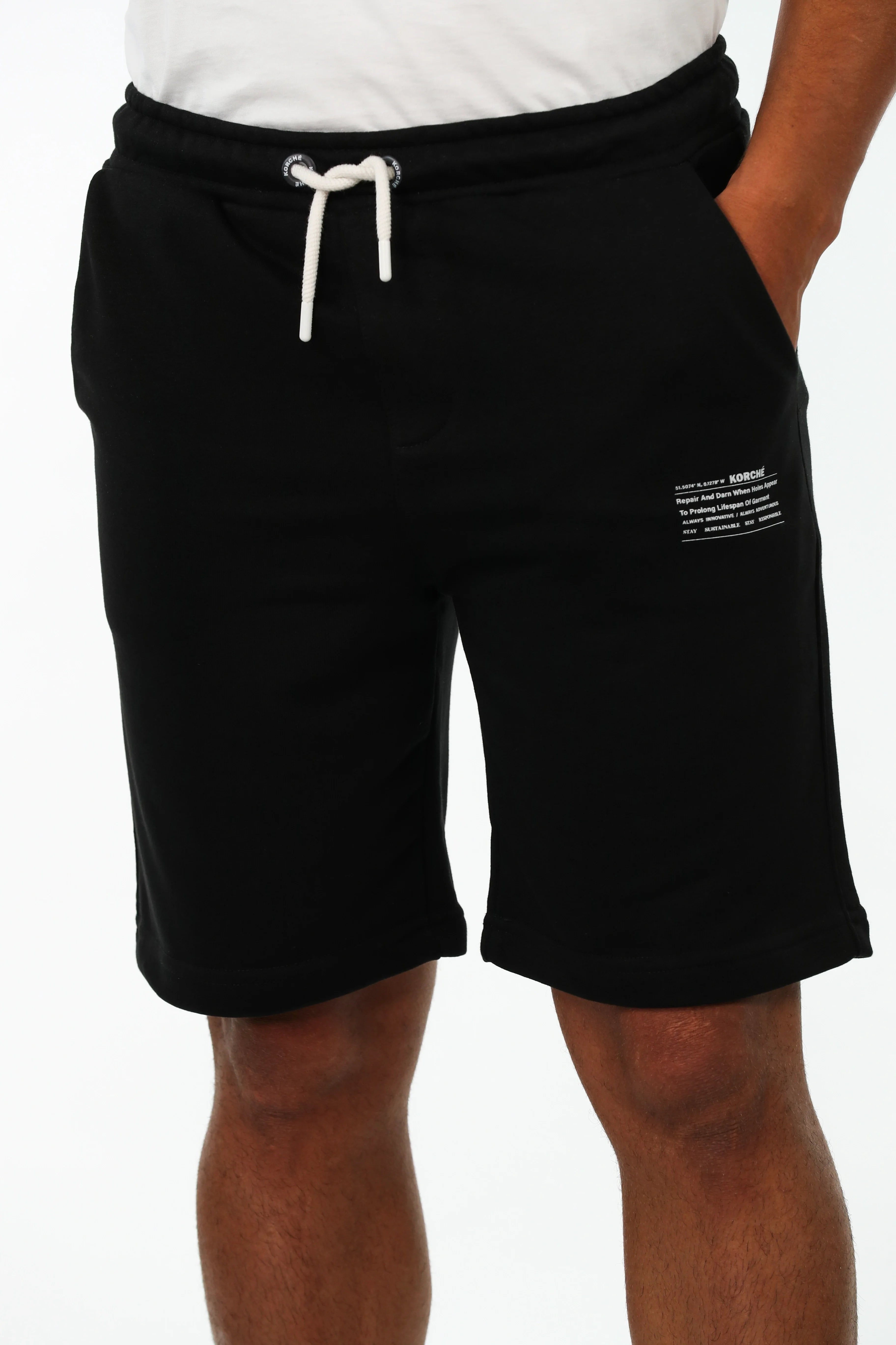 Black Cotton Short With"Korshe"Front Design