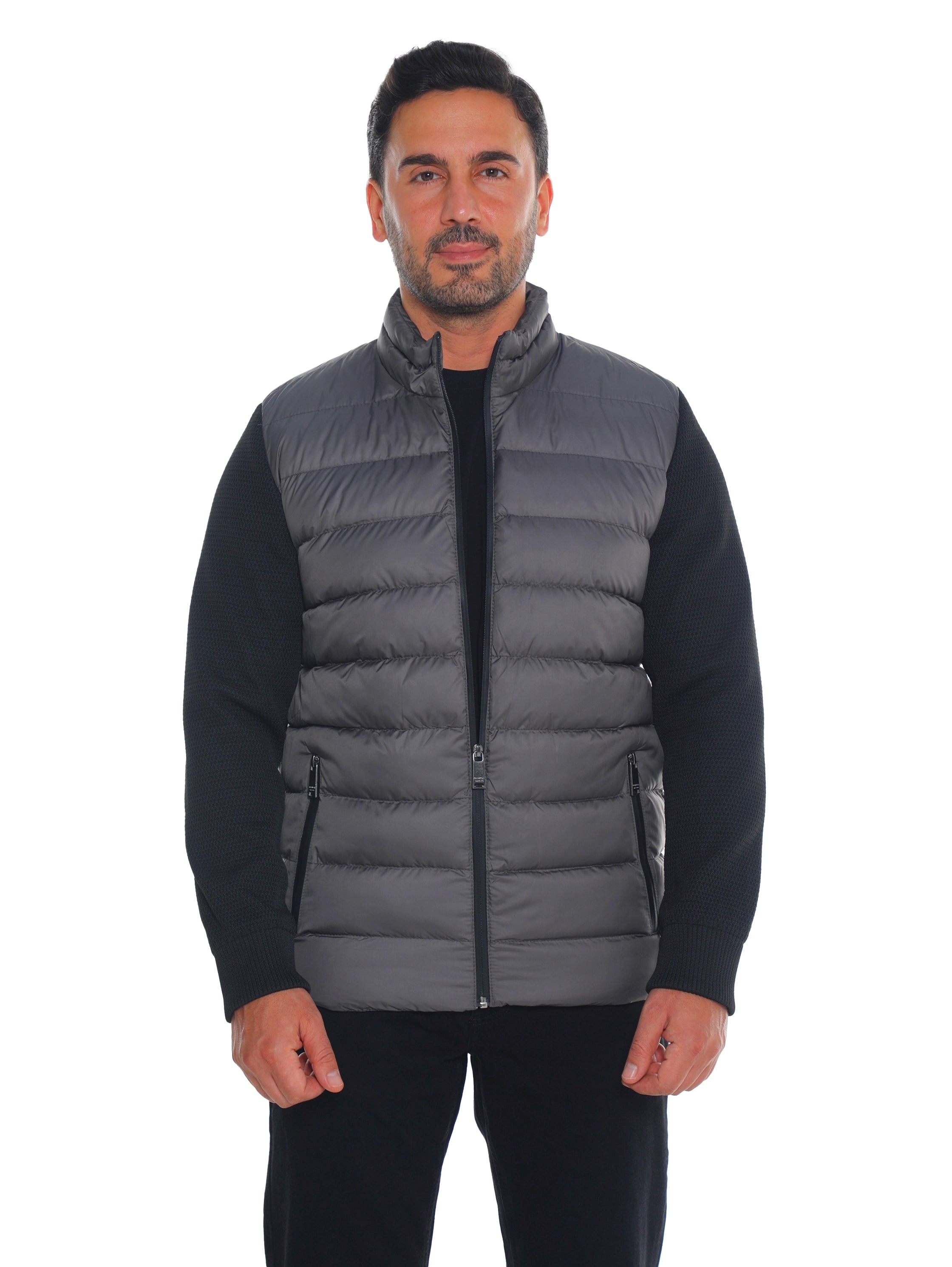 Grey Quilted Front Puffer Jacket