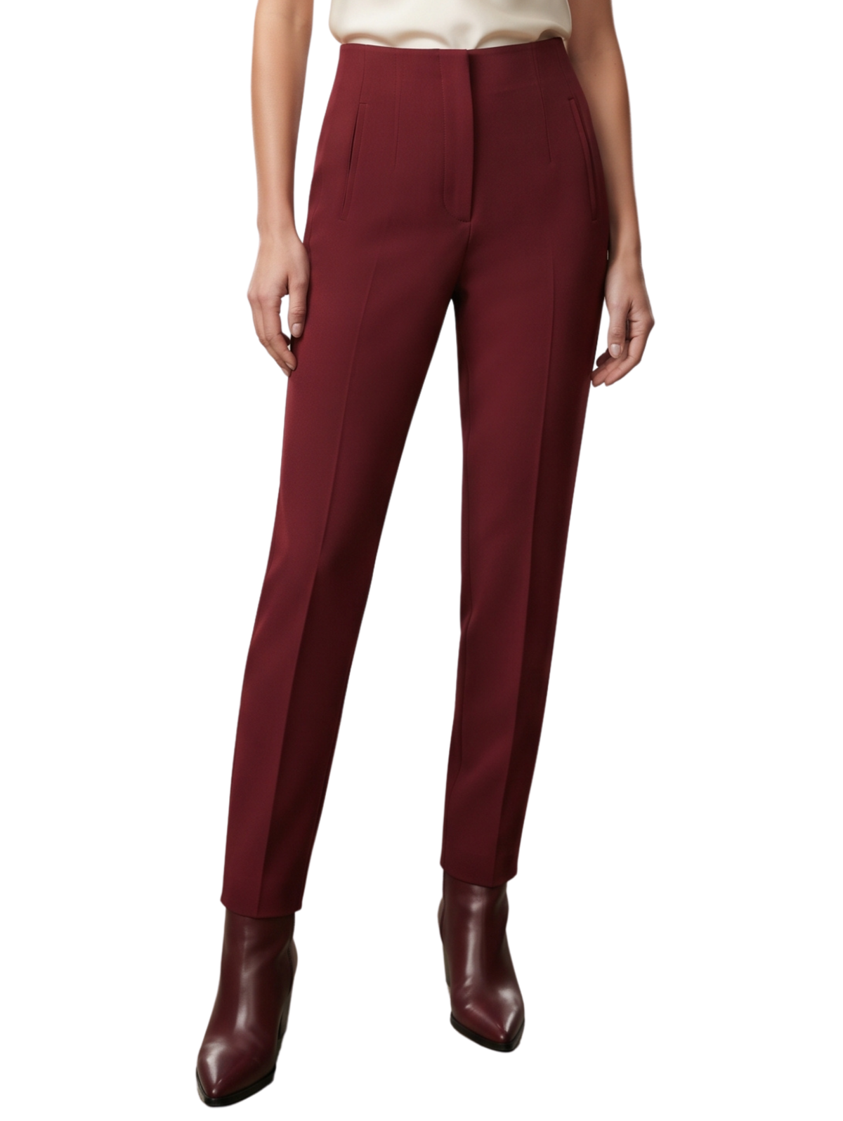 Wine Slim Tapered Leg Pant