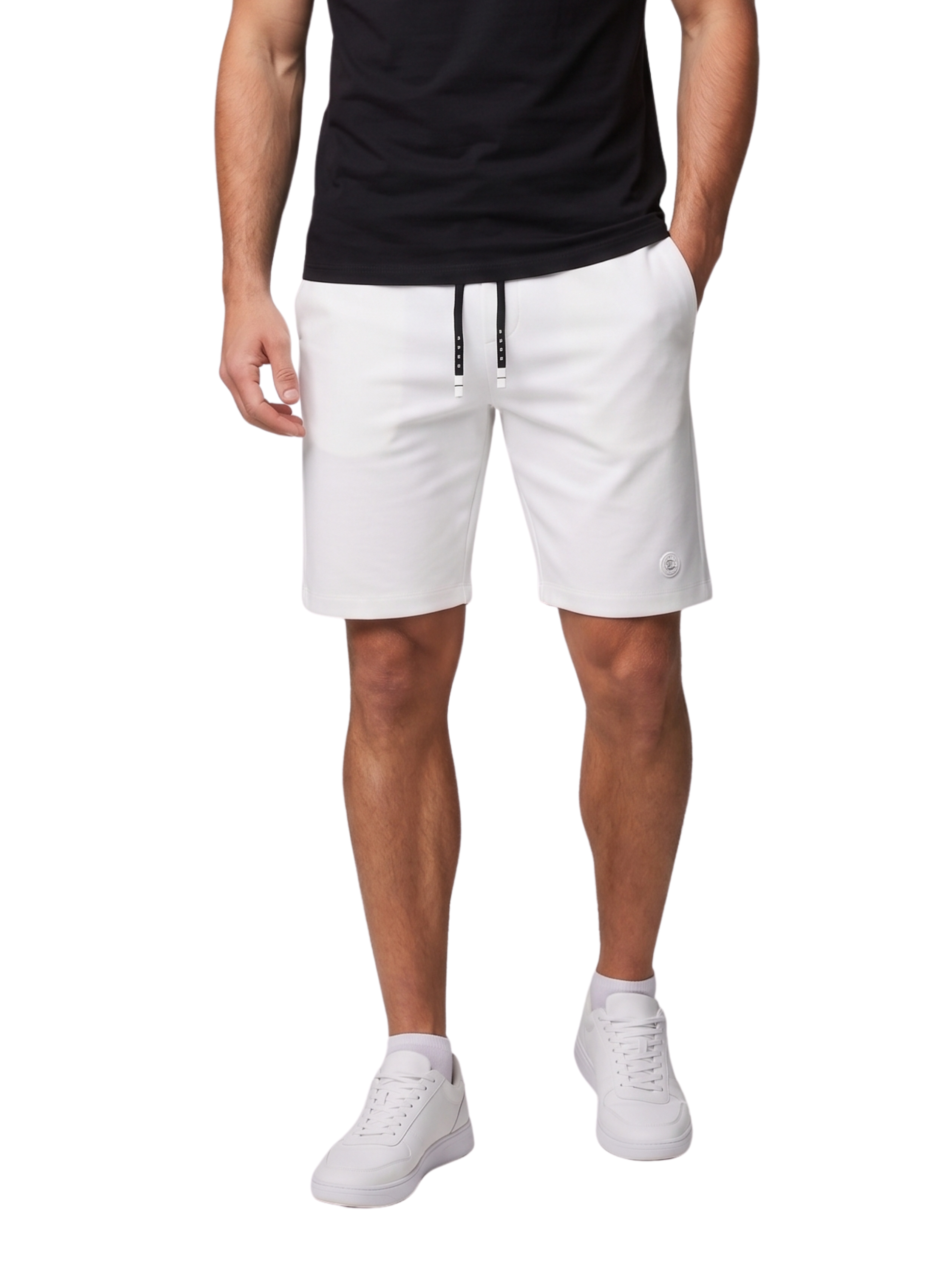 Xint White Casual Cotton Regular Fit Short