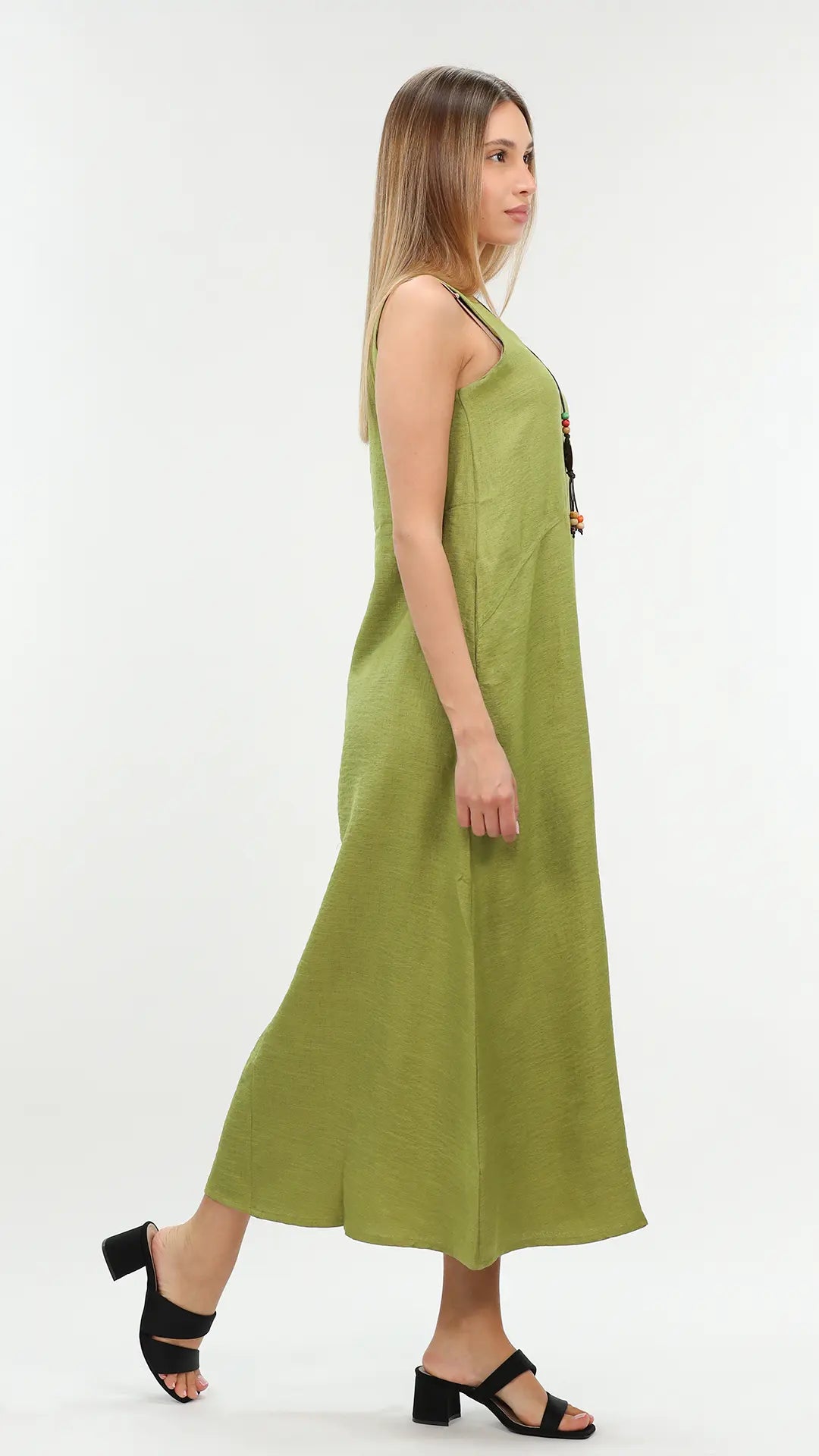 Green Maxi Dress With Open Side
