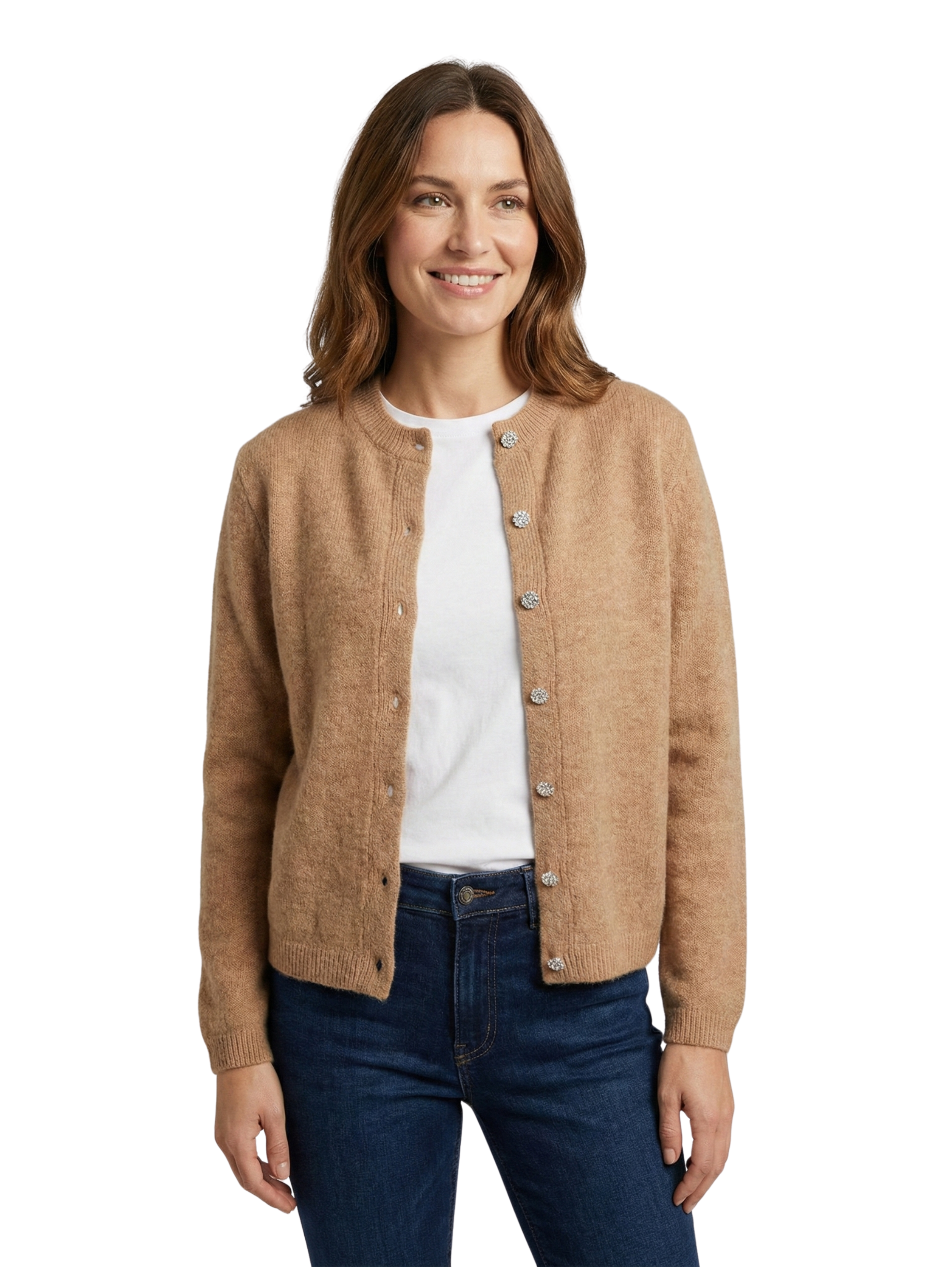 Long Sleeved Brown Buttoned Pullover