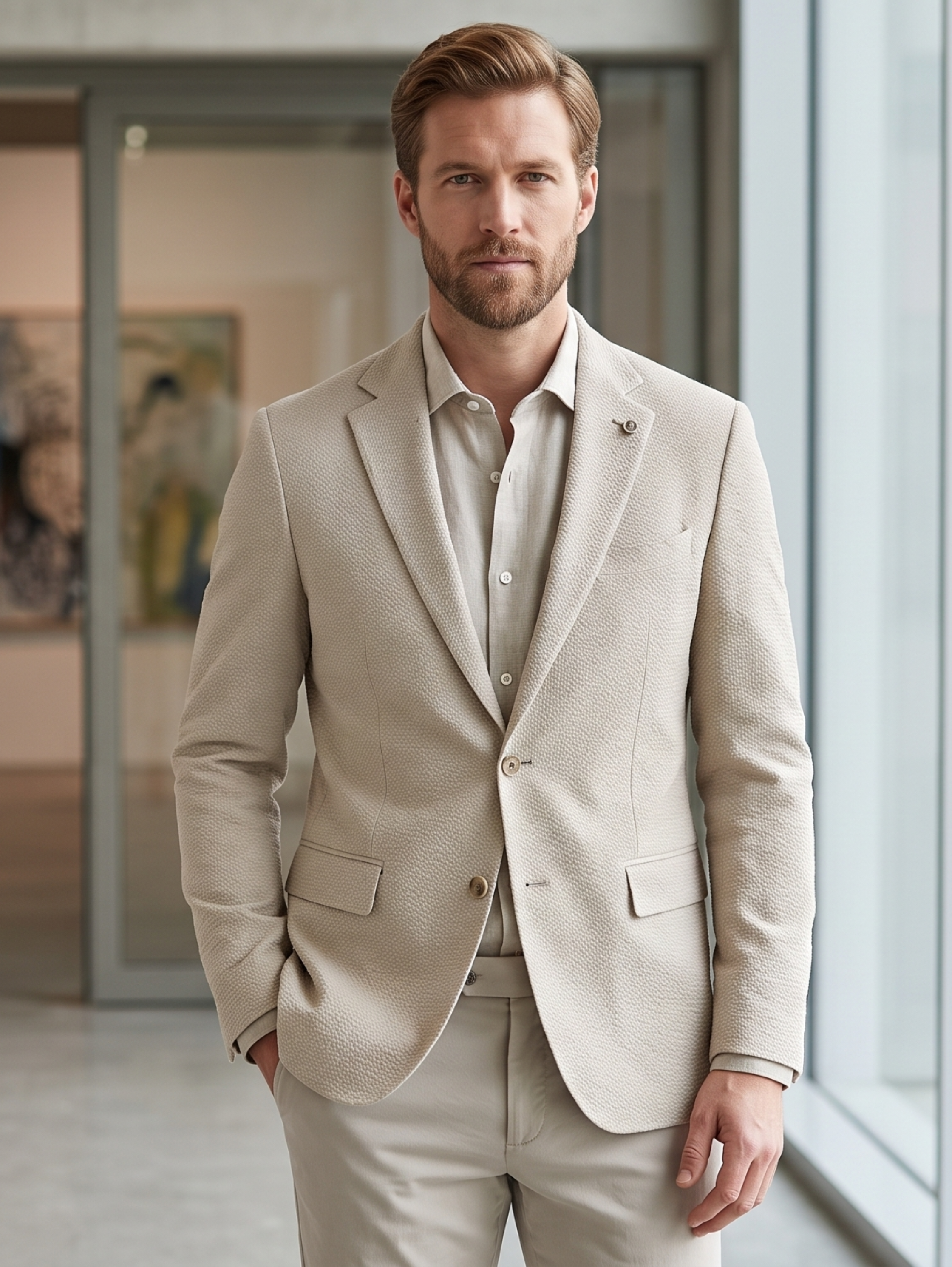 Beige Twin Button Cobalt Blazer