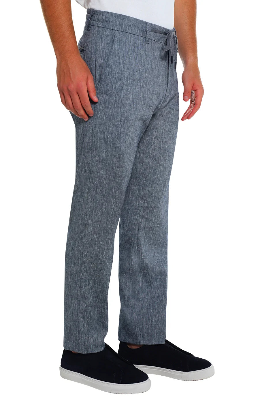 Casual Dark Grey Linen Pant With Slanted Side Pockets