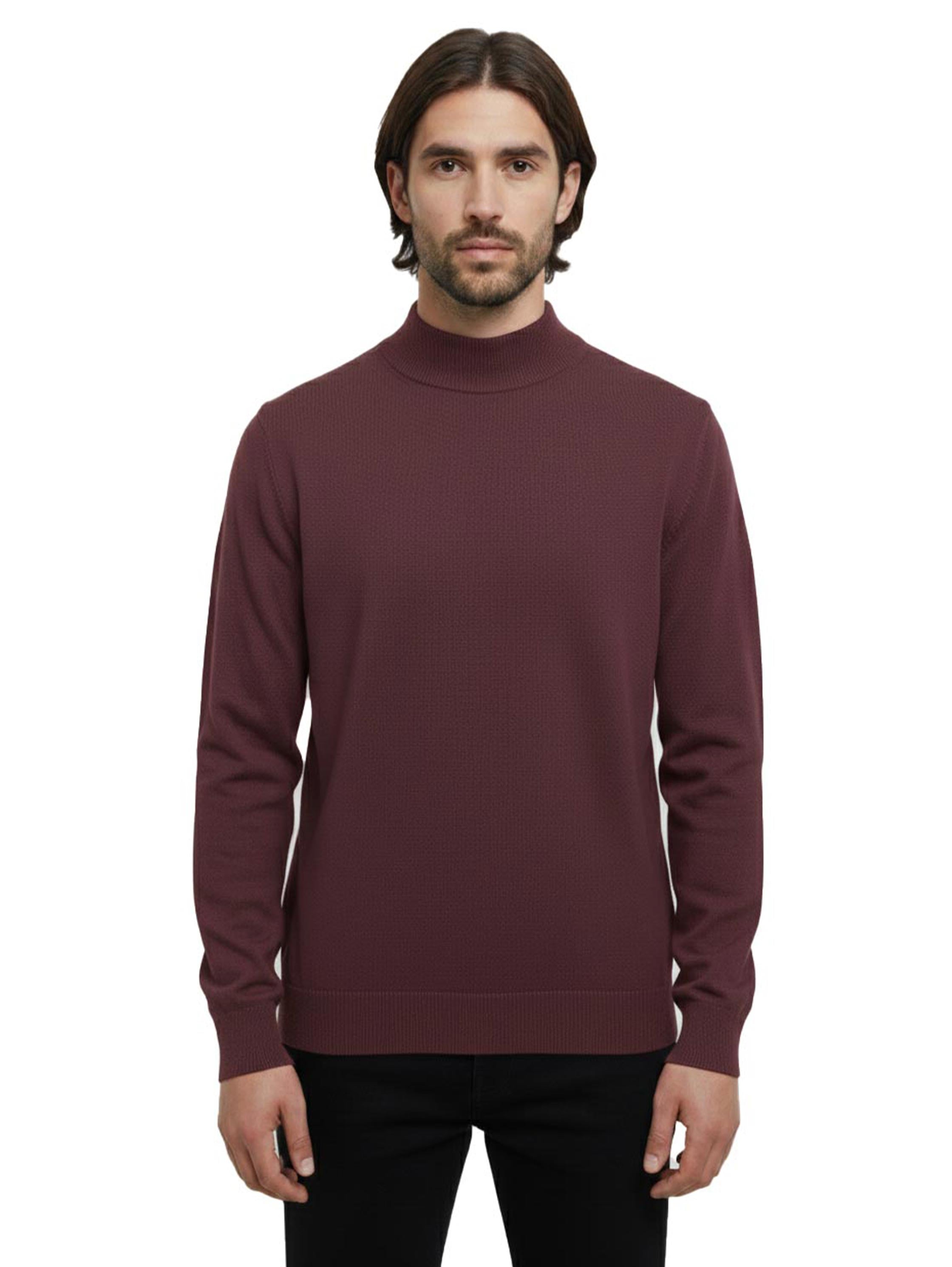 Stand Up Collar Knitwear Bordo Pullover