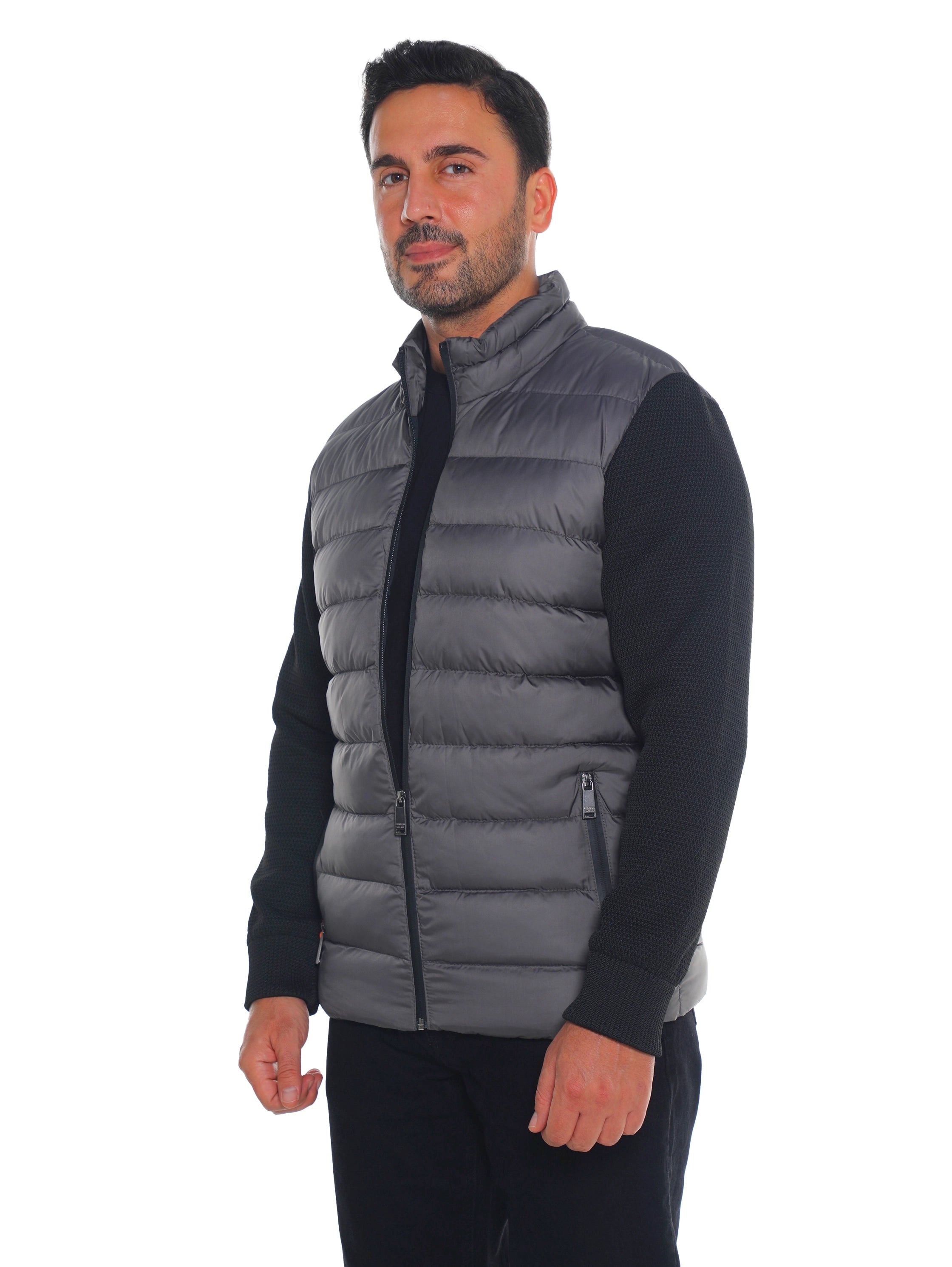 Grey Quilted Front Puffer Jacket