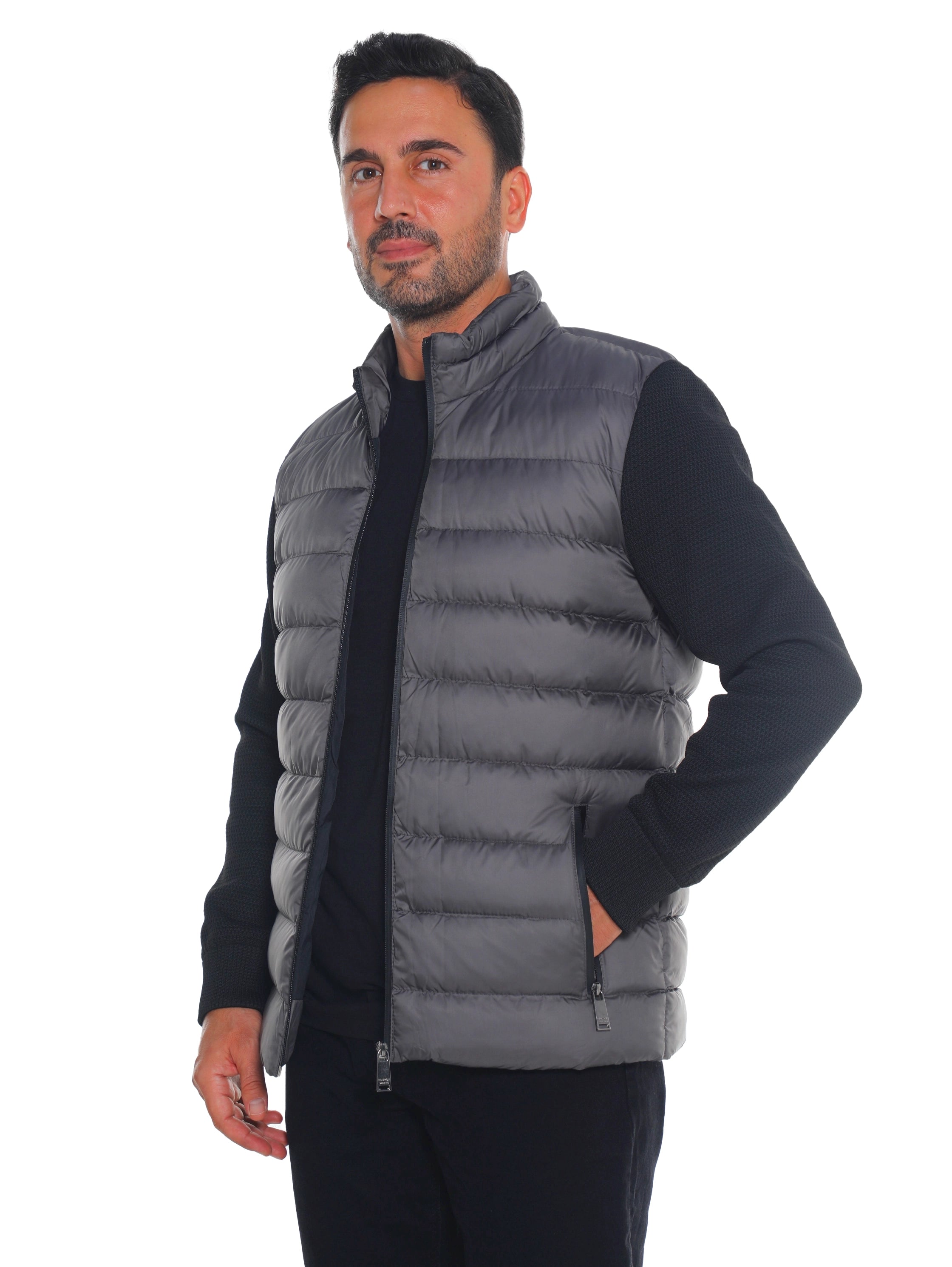 Grey Quilted Front Puffer Jacket