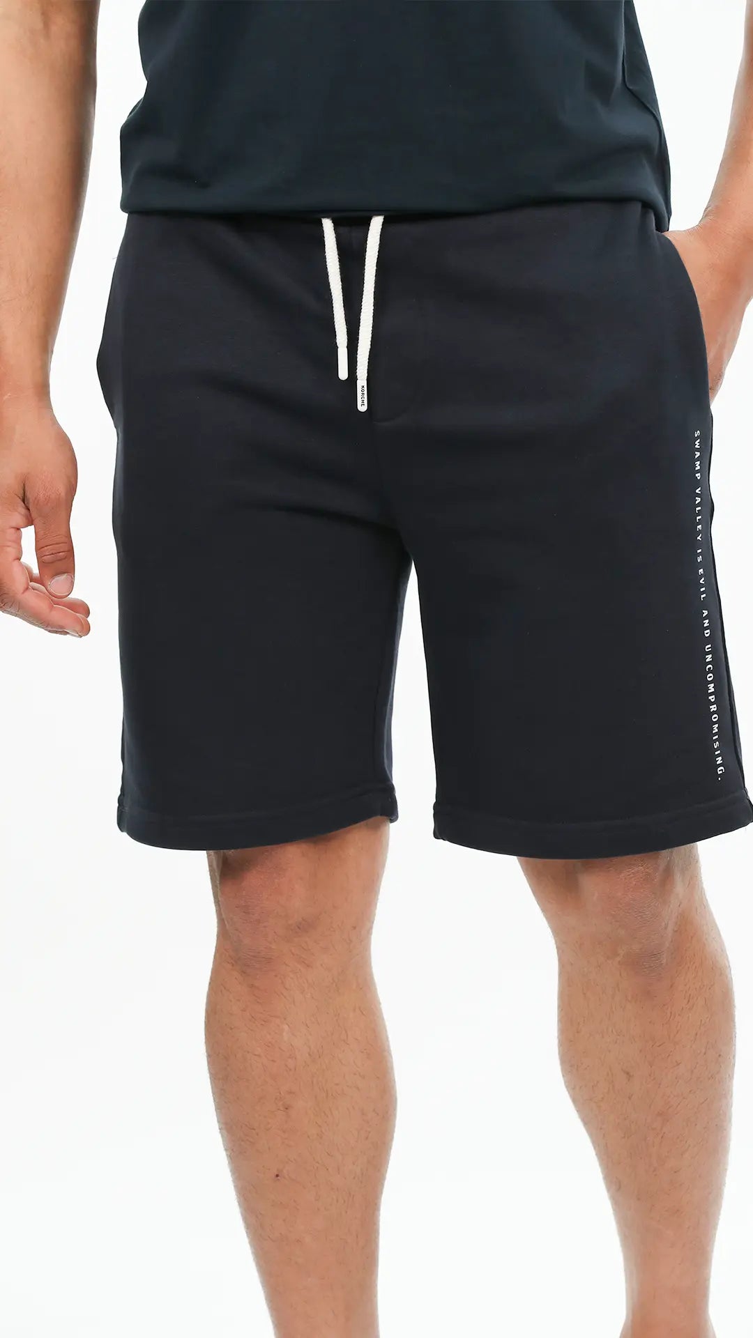 Navy Cotton Short With Elastic Waist