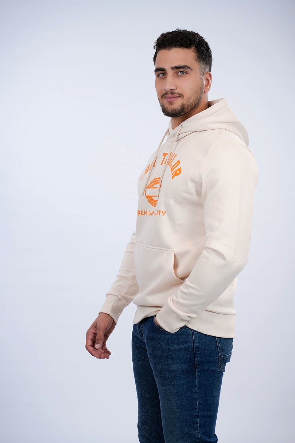 Tom Tailor Light Sand Hoodie With Front Logo