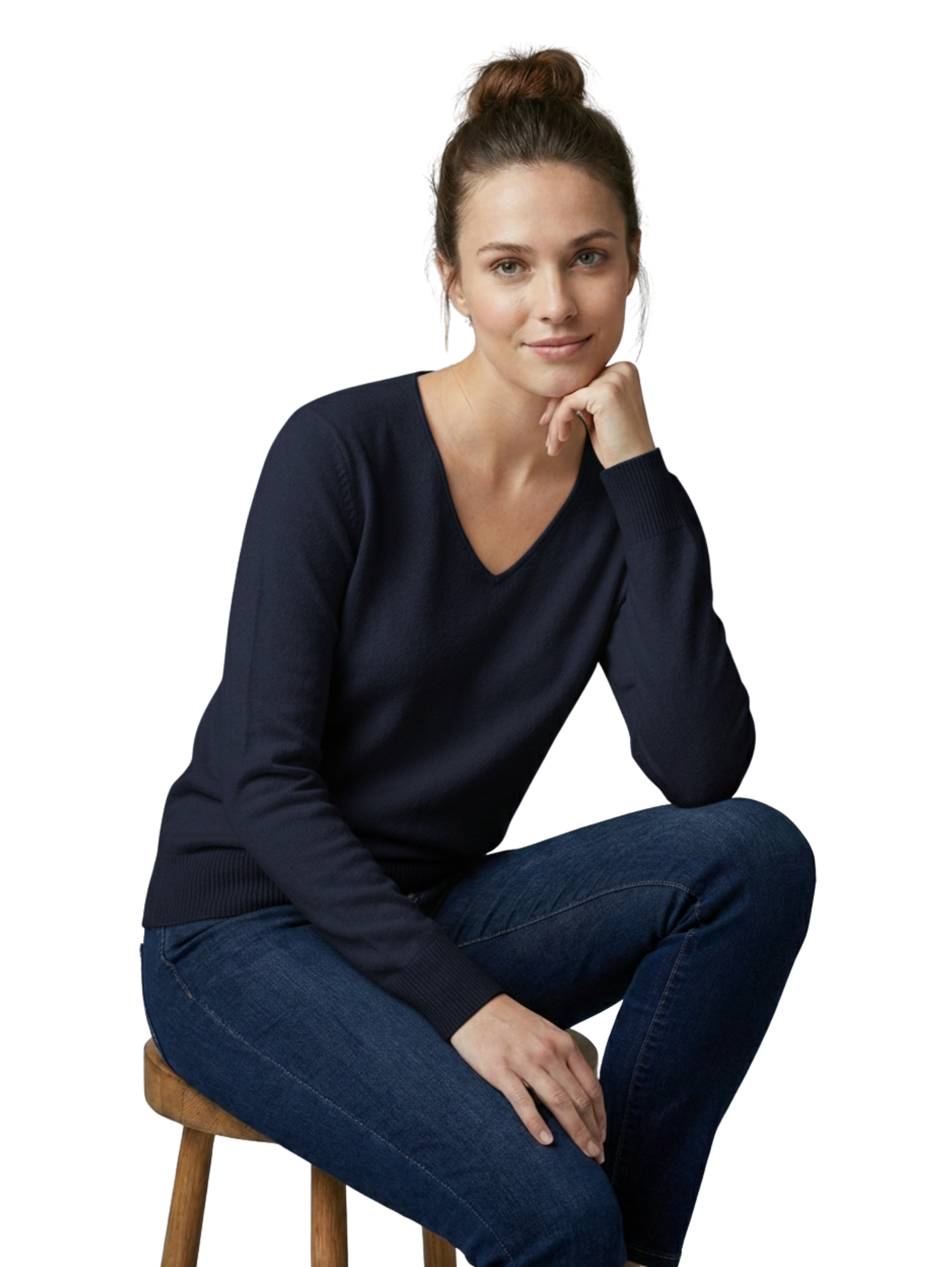 Navy Long Sleeve V-Neck Sweater