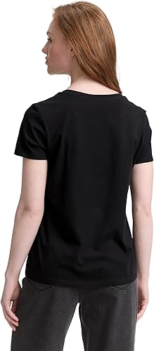 Tom Tailor Black Cotton T-shirt With Front Design