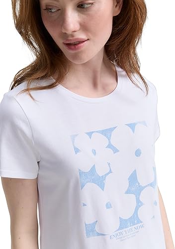 Tom Tailor White Cotton T-shirt With Front Design