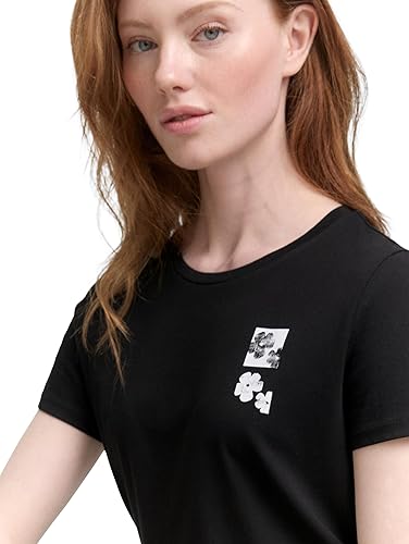 Tom Tailor Black Cotton T-shirt With Front Design