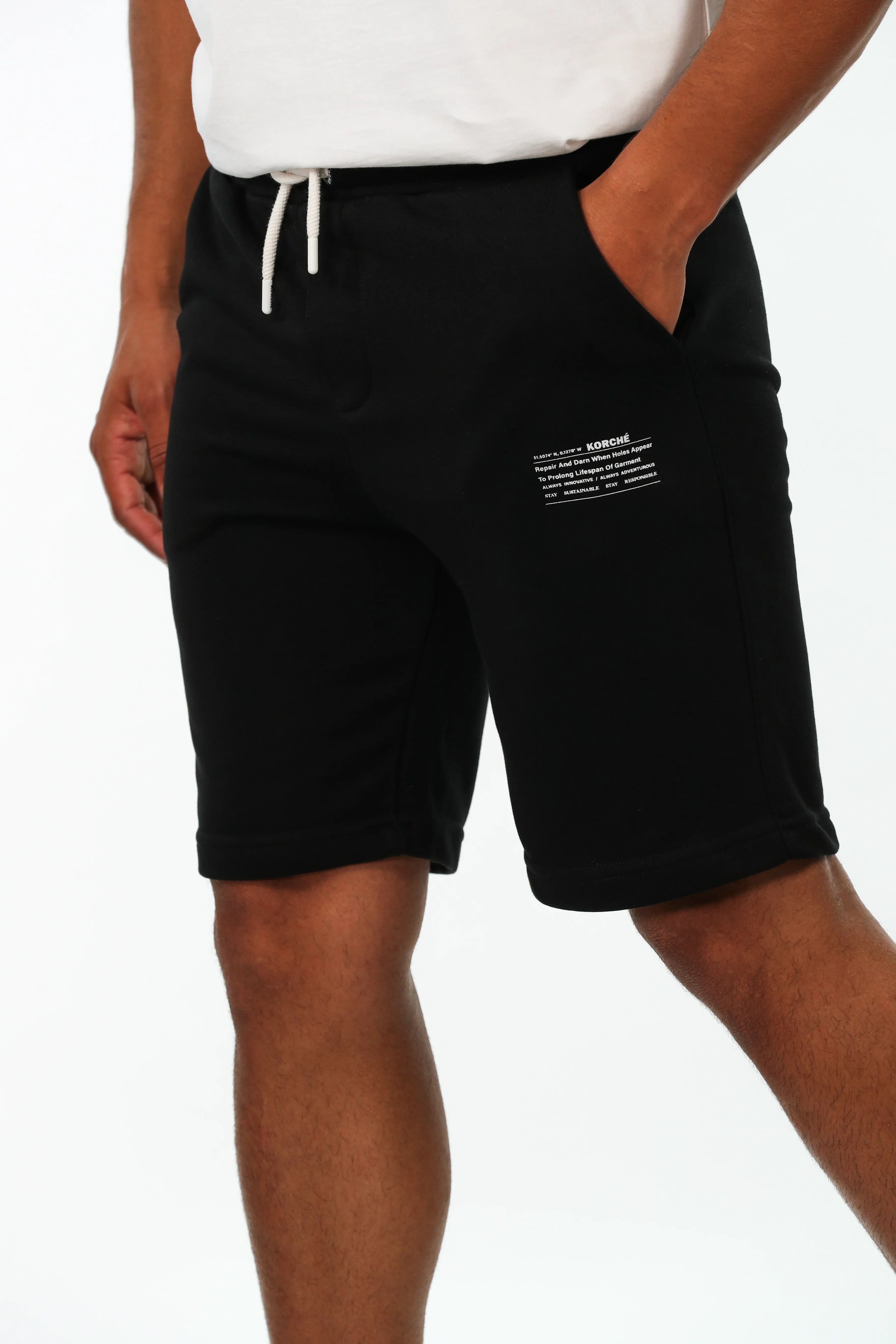 Black Cotton Short With"Korshe"Front Design