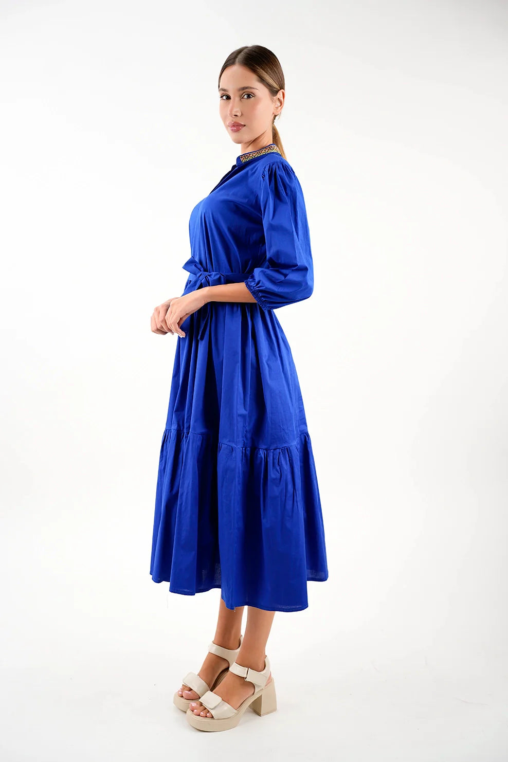 Long Sleeved Gitane Dress With Wing Collar