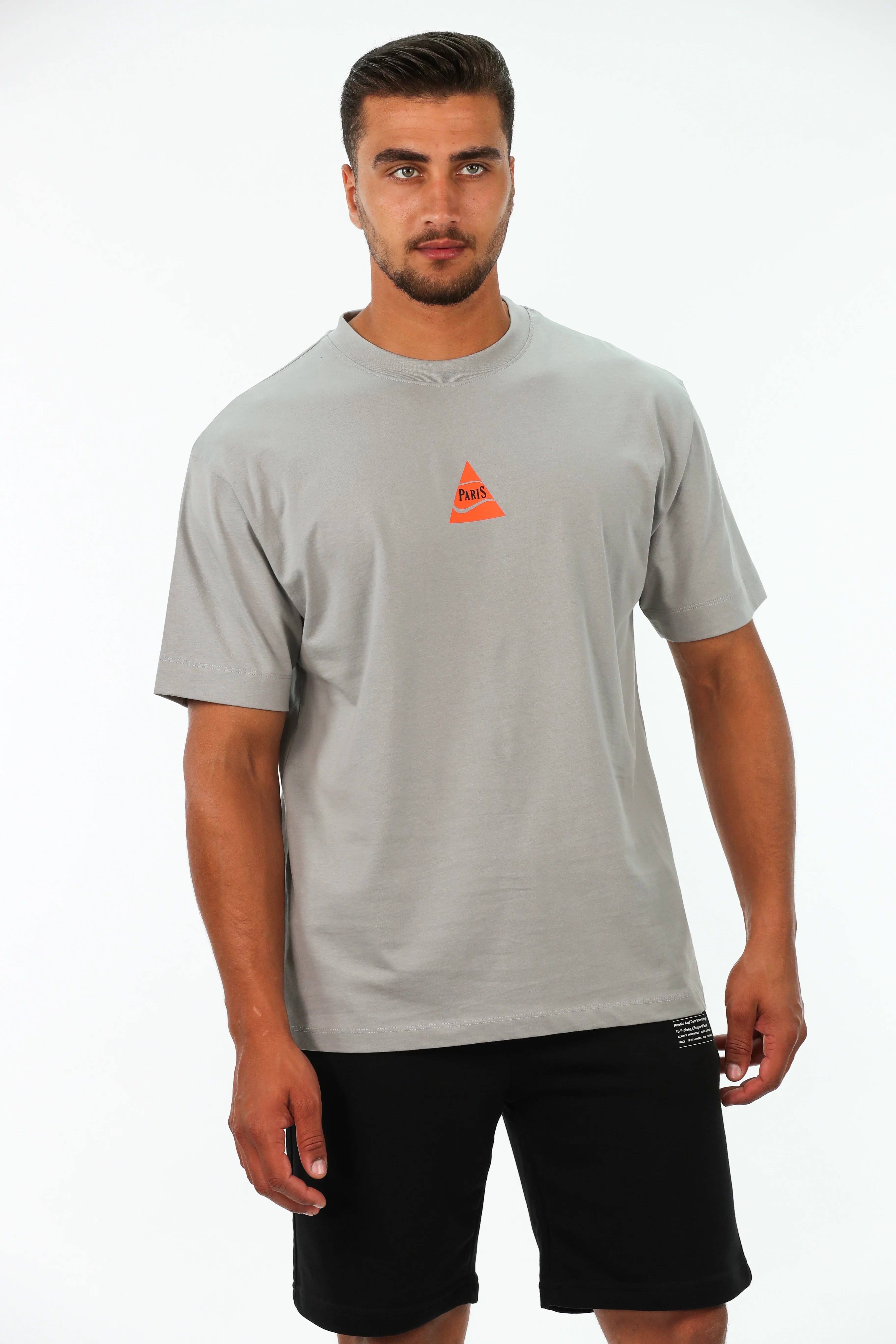 Oversized Grey T-shirt With 'Paris' Front Design