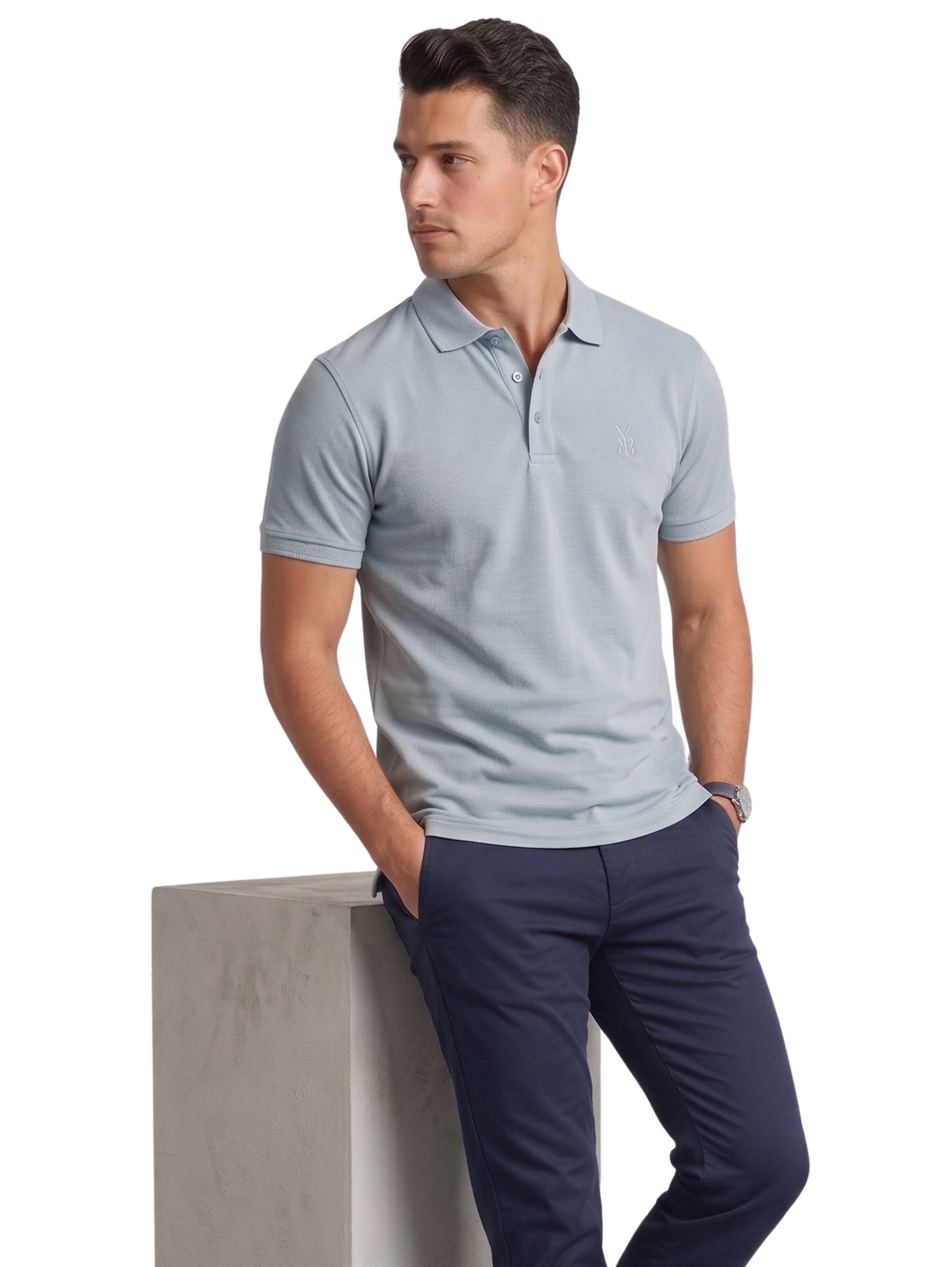 Sky Blue Short Sleeved Polo