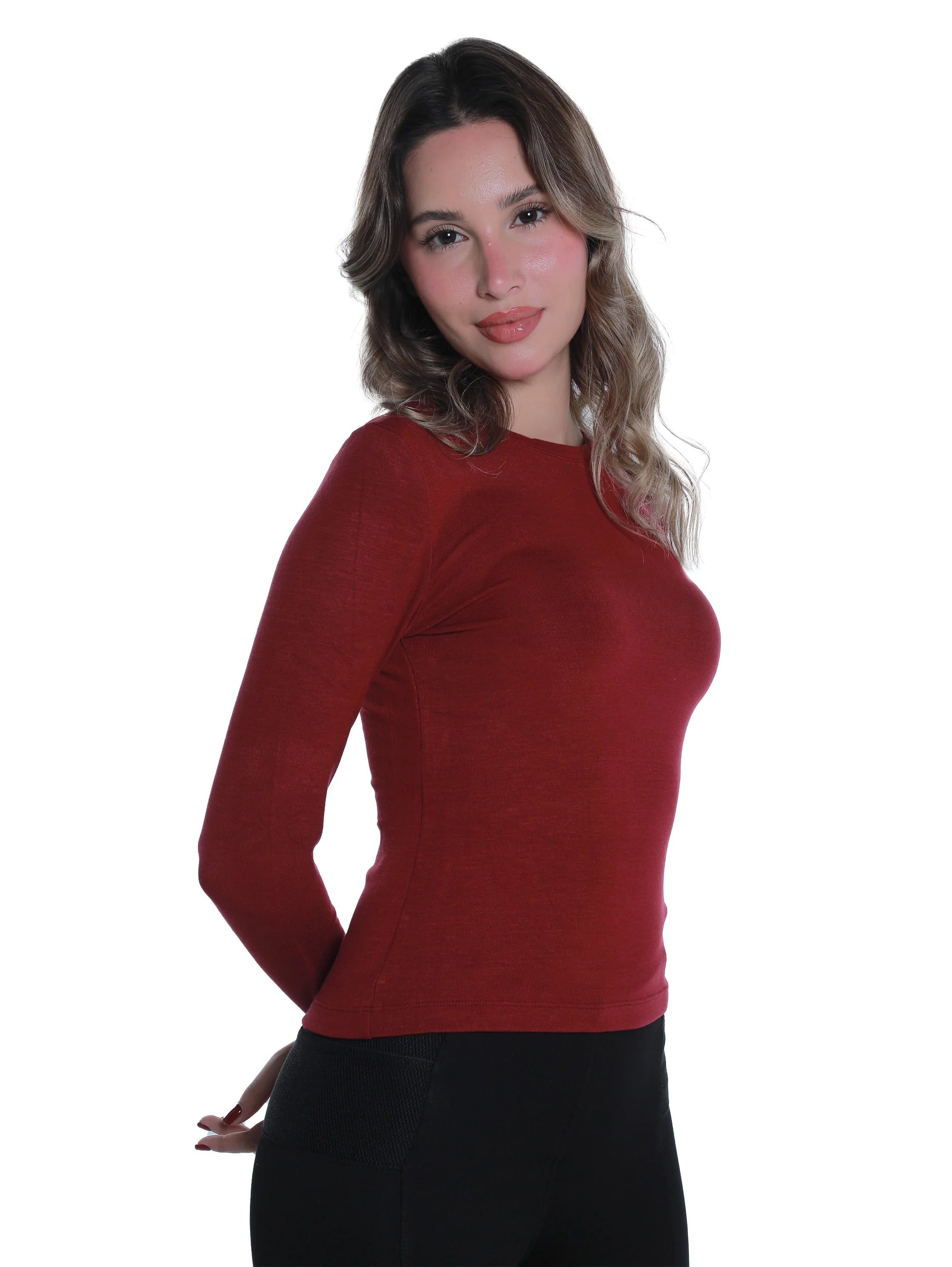 Cotton Bordo Top With Open Attached Finger