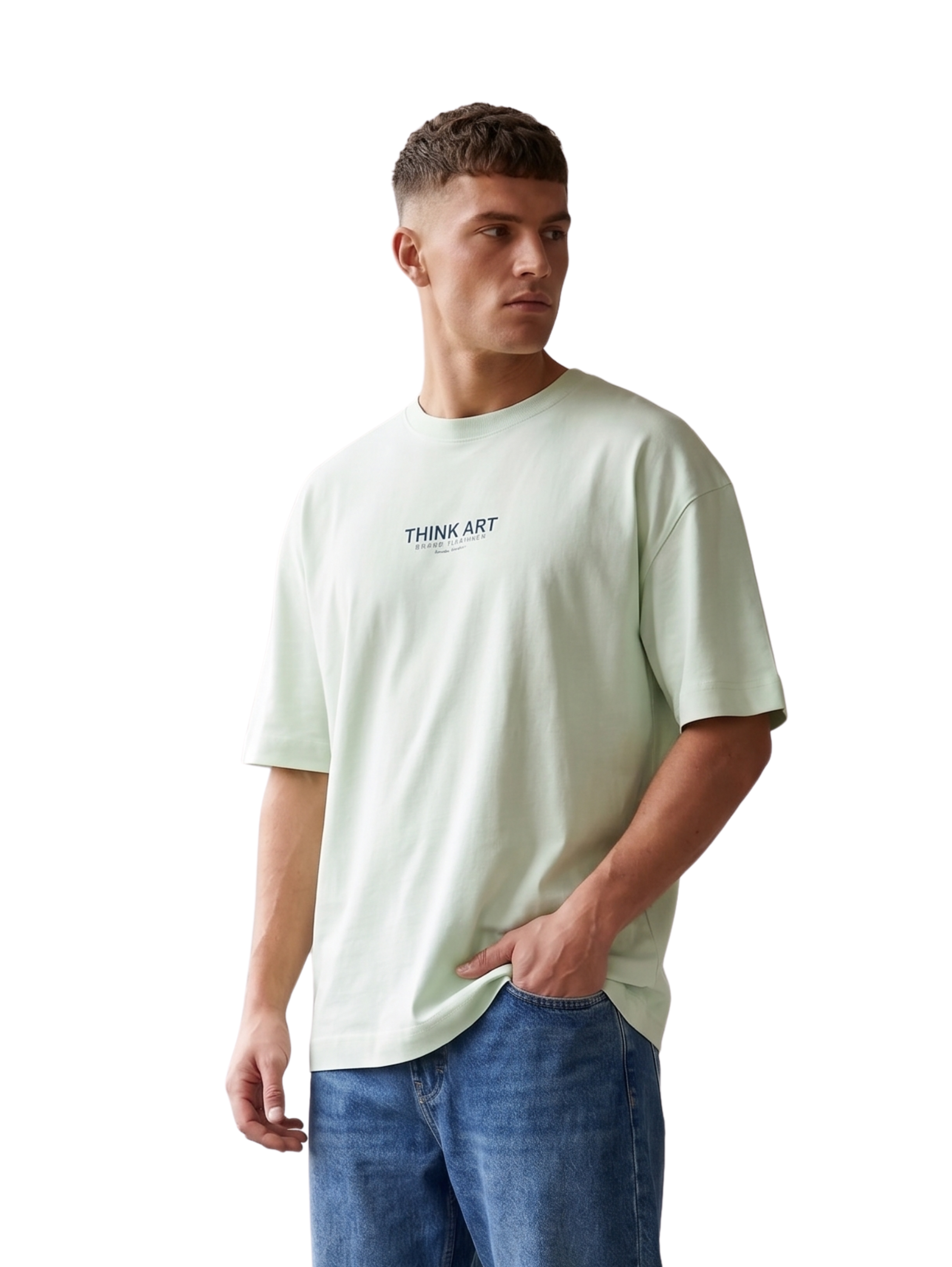 Oversized Mint T-Shirt With Printed Design