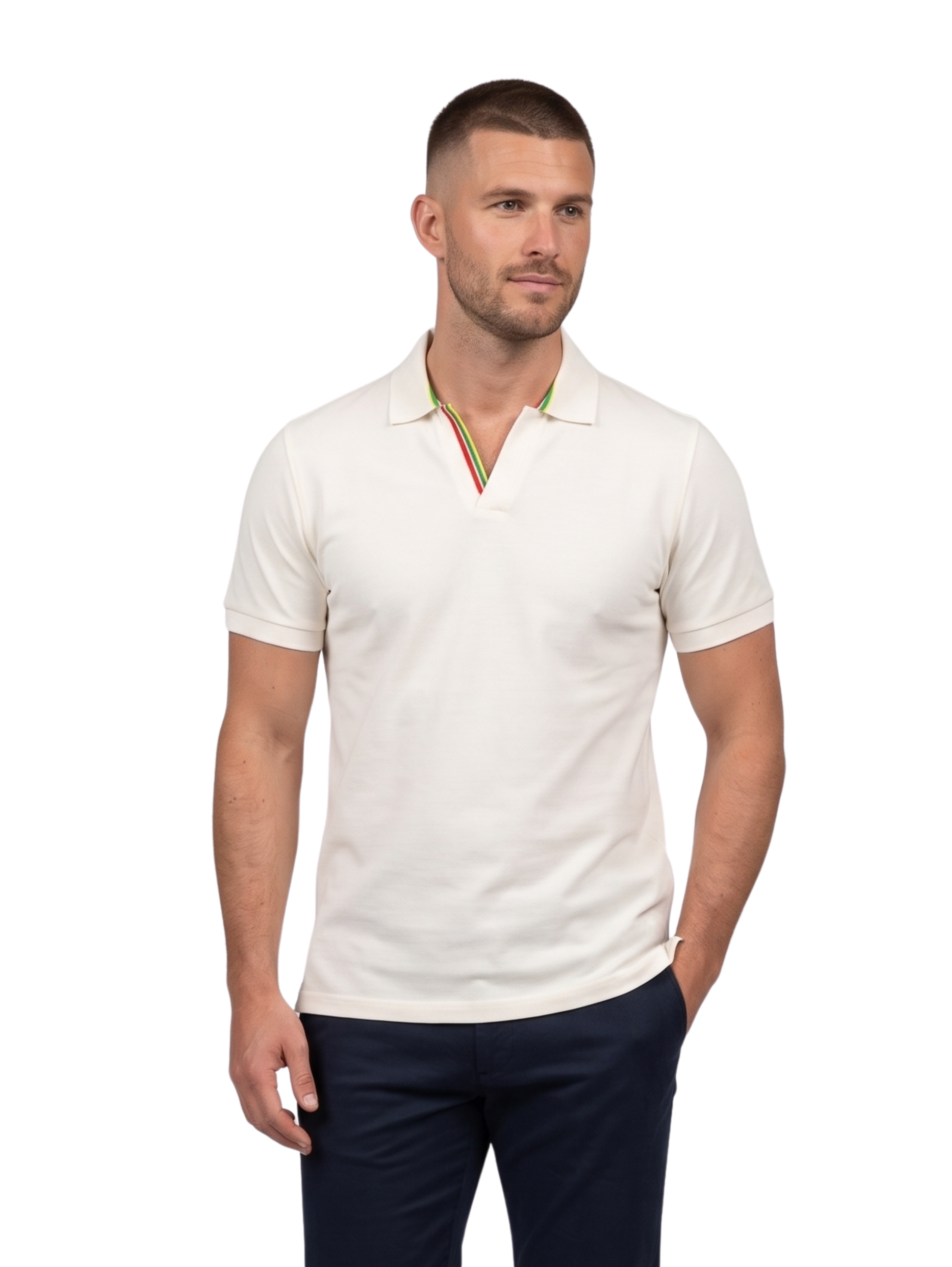 Light Beige Slim Fit Short Sleeved Polo