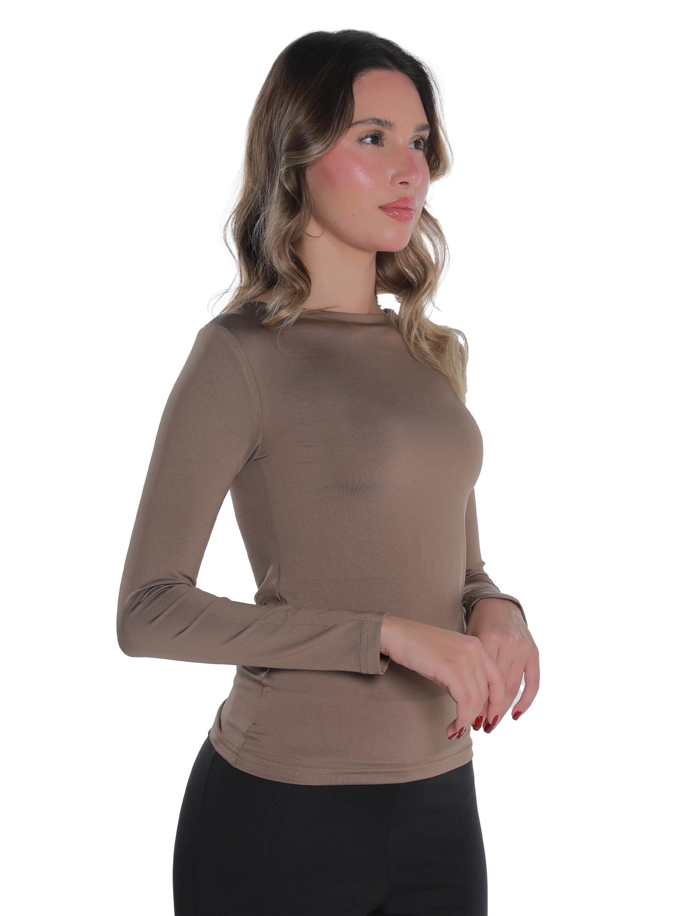 Long Sleeved Hazel Basic Top Round Neck