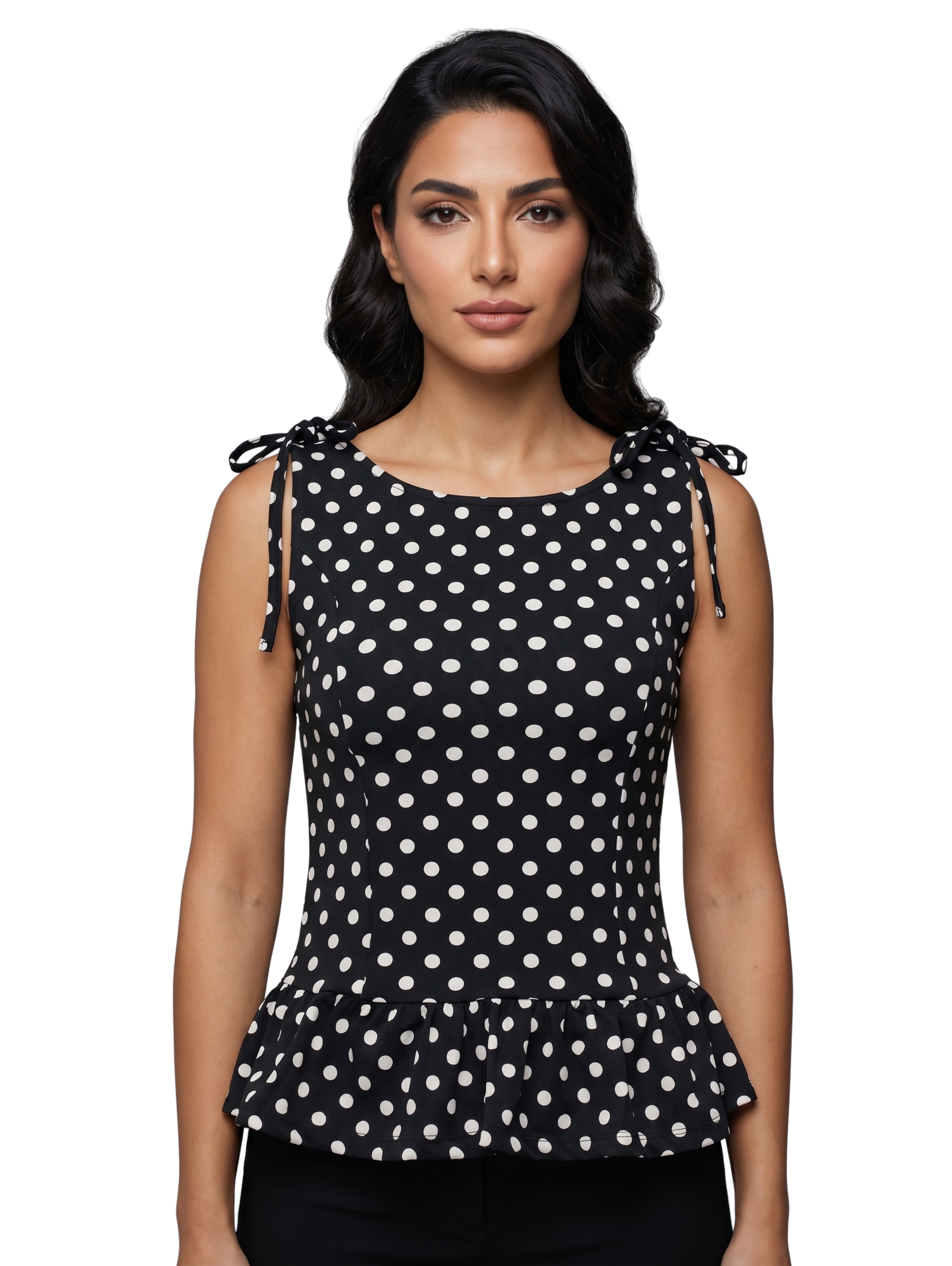 Classic Black And White Polka Dot Sleeveless Top