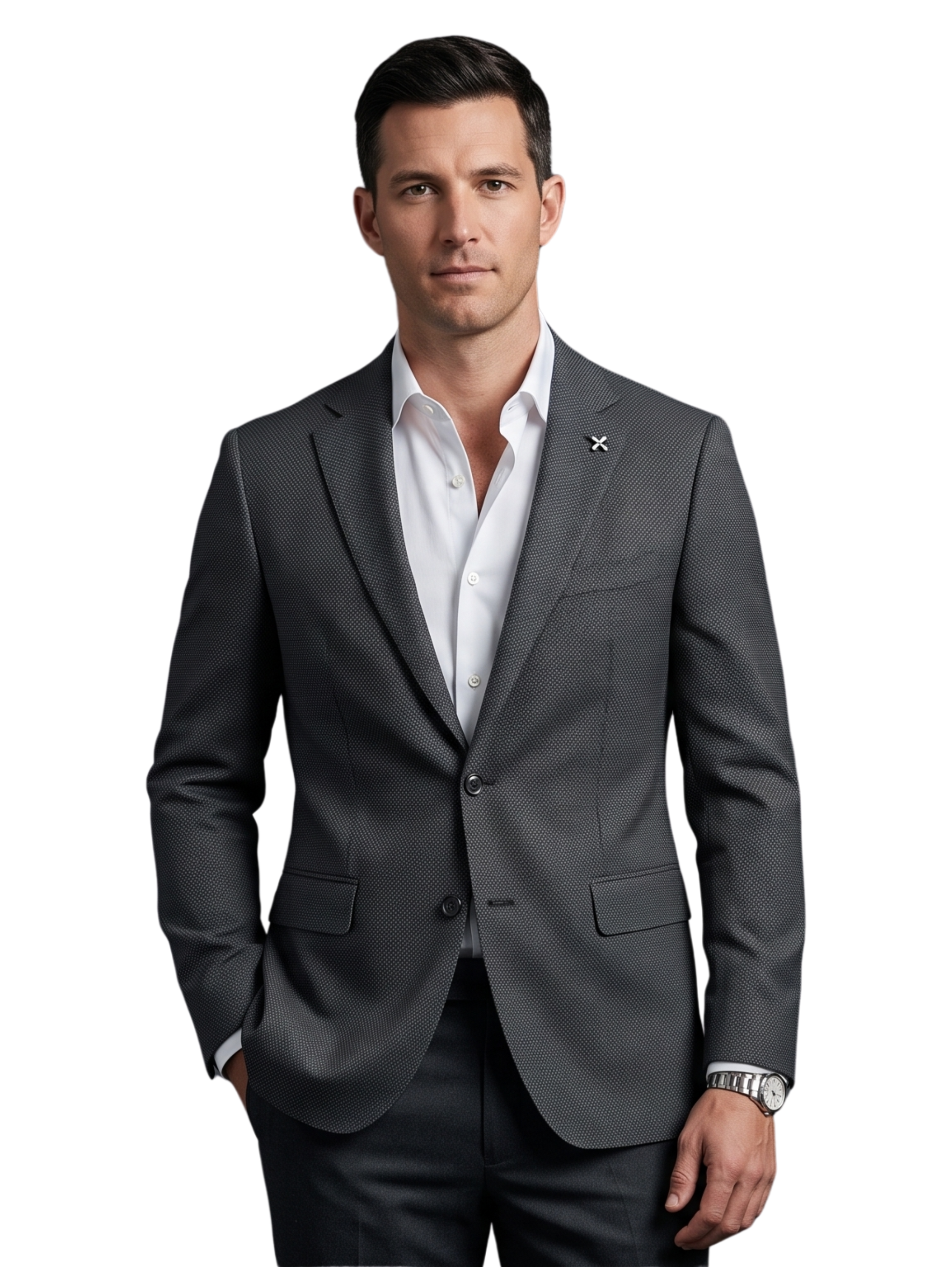 Two Button Antrasit Smart Casual Tailored Blazer
