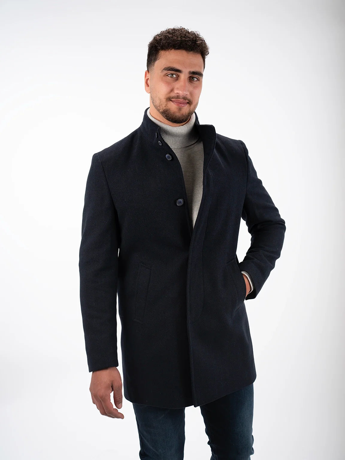 Navy Coat with Button to Close