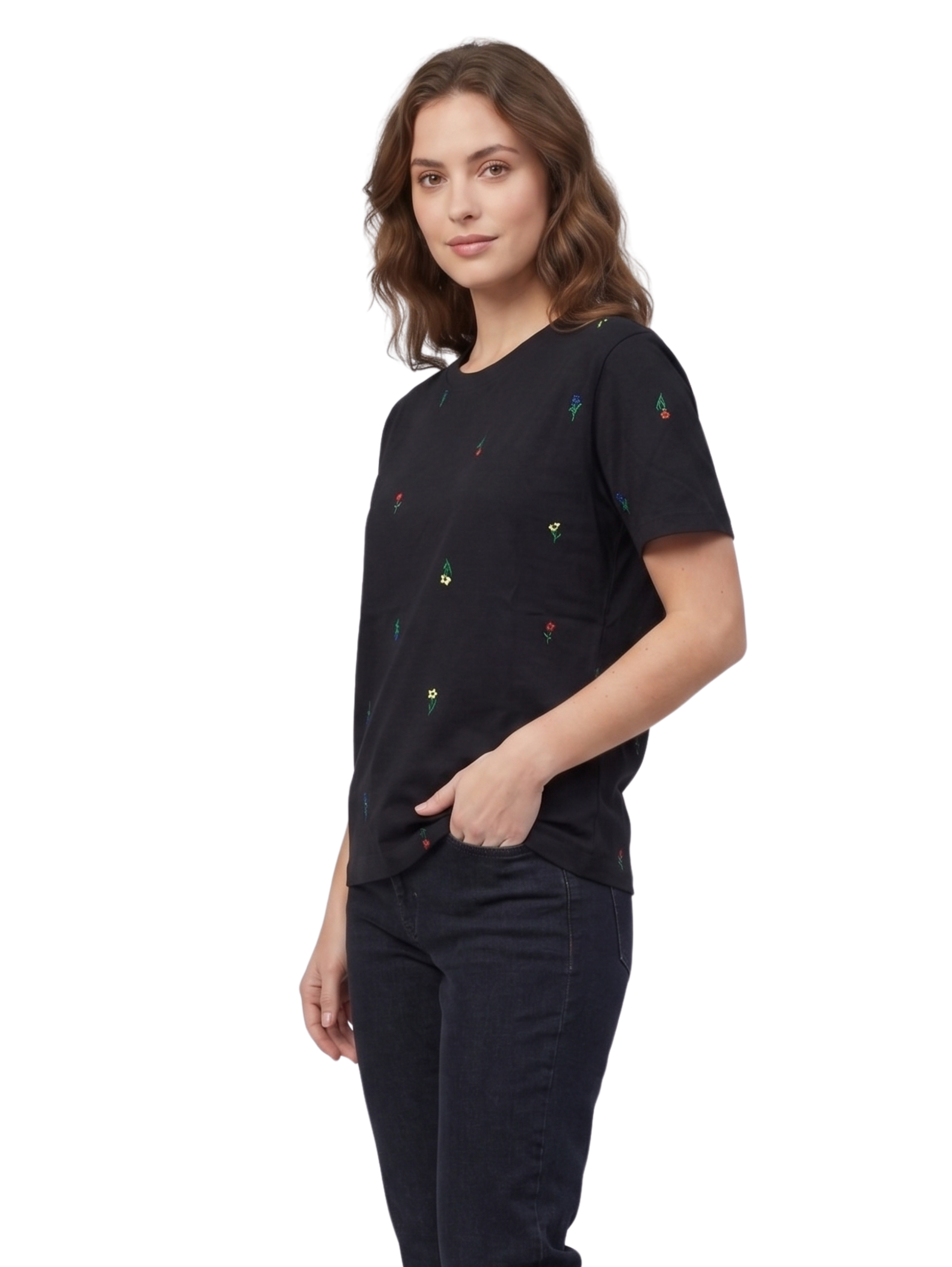 Short Sleeved Black T-Shirt With Design