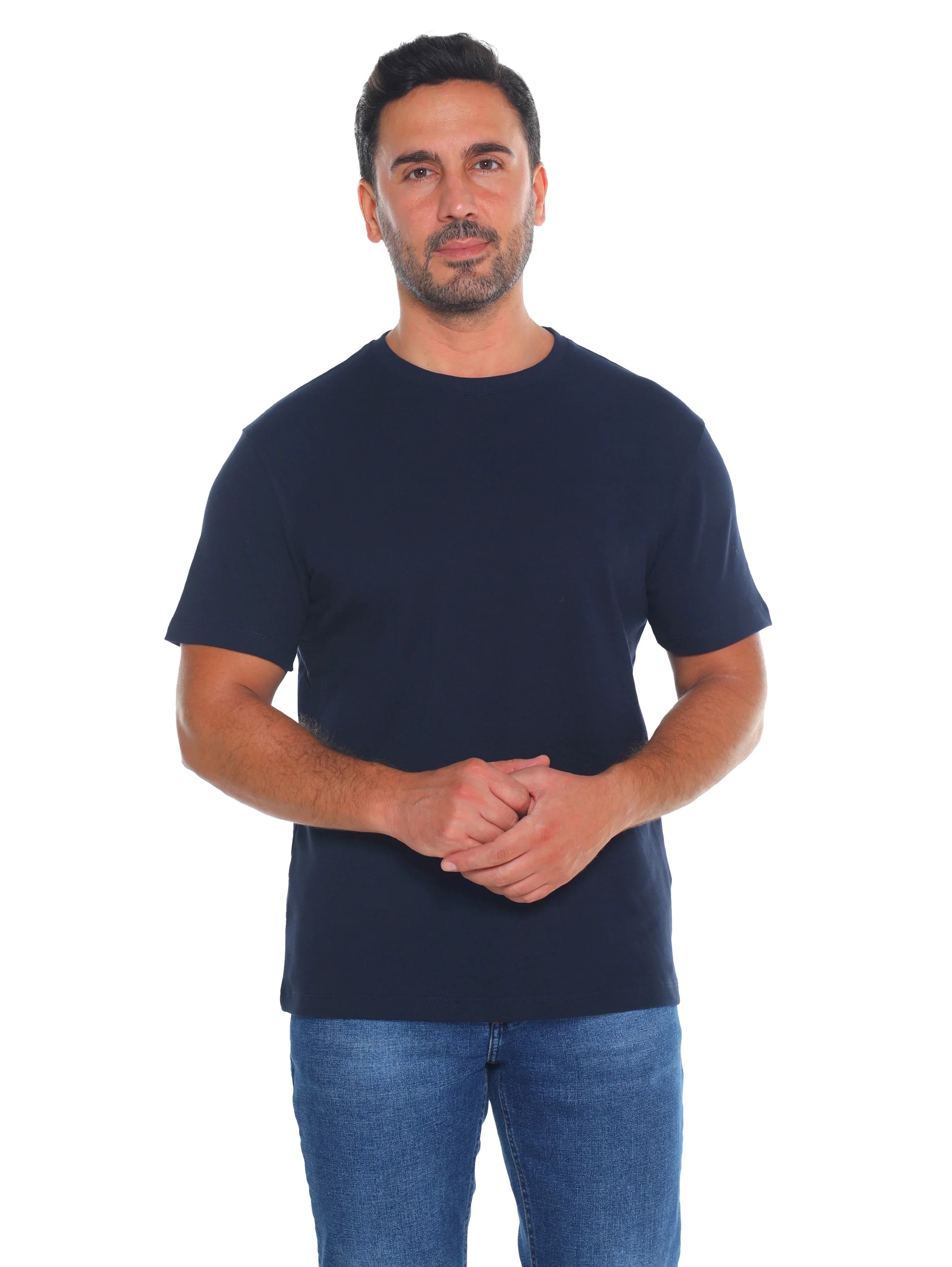 Frappoli Navy Short Sleeve Basic Round Neck T-shirt