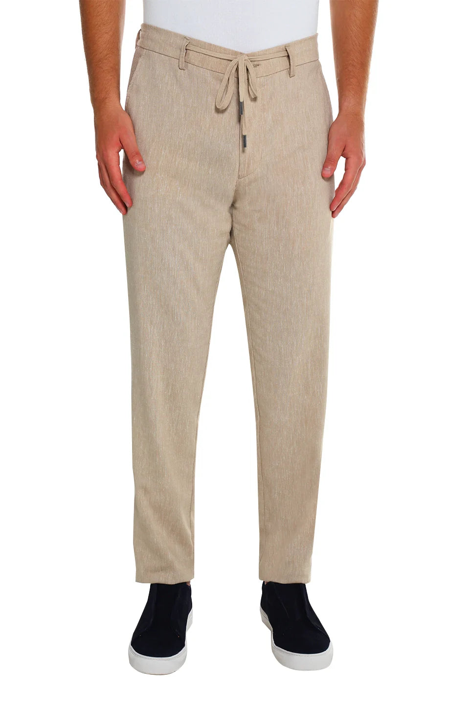 Casual Beige Linen Pant With Slanted Side Pockets