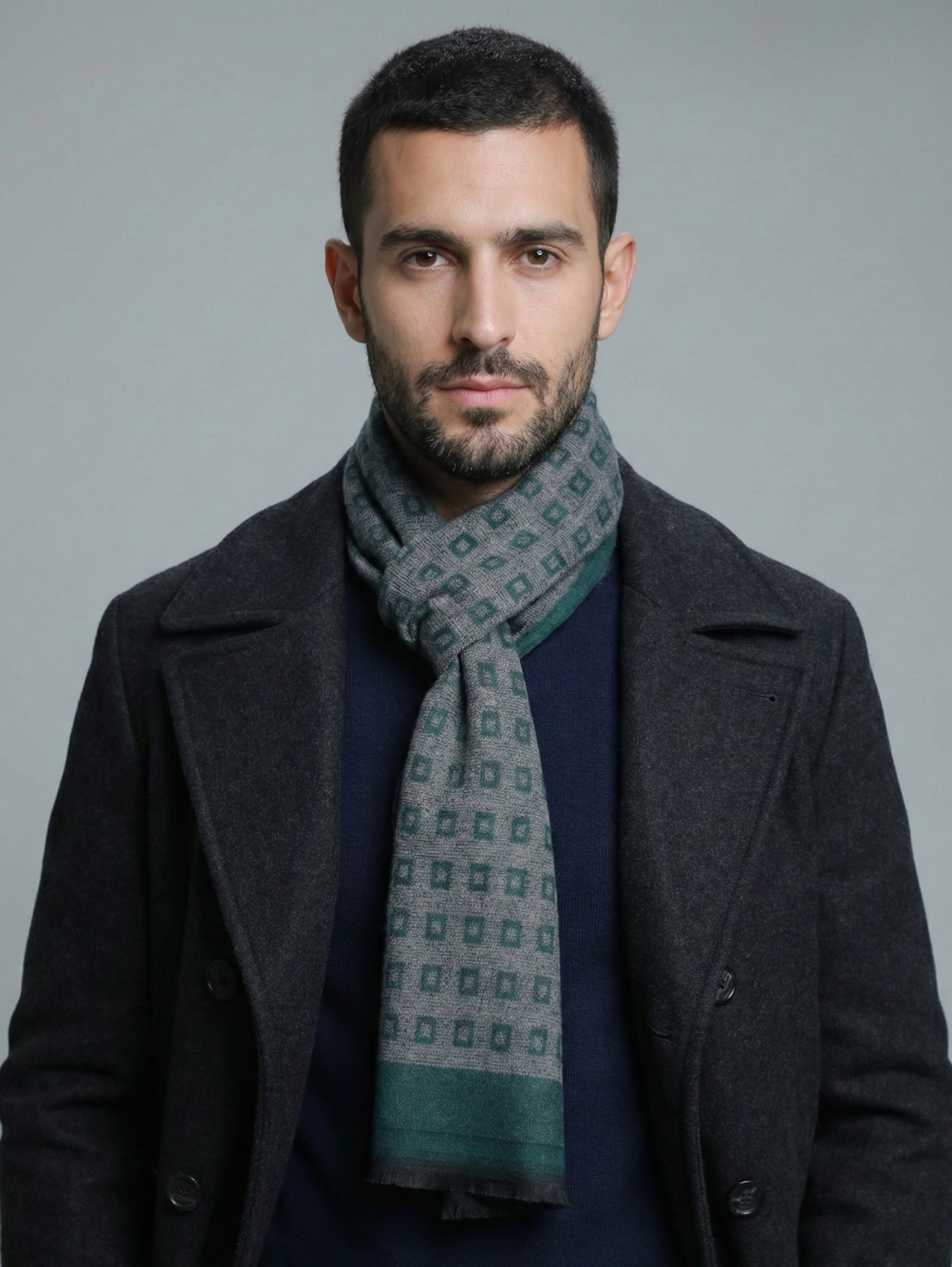 Green Wool Blend Stylish Scarf