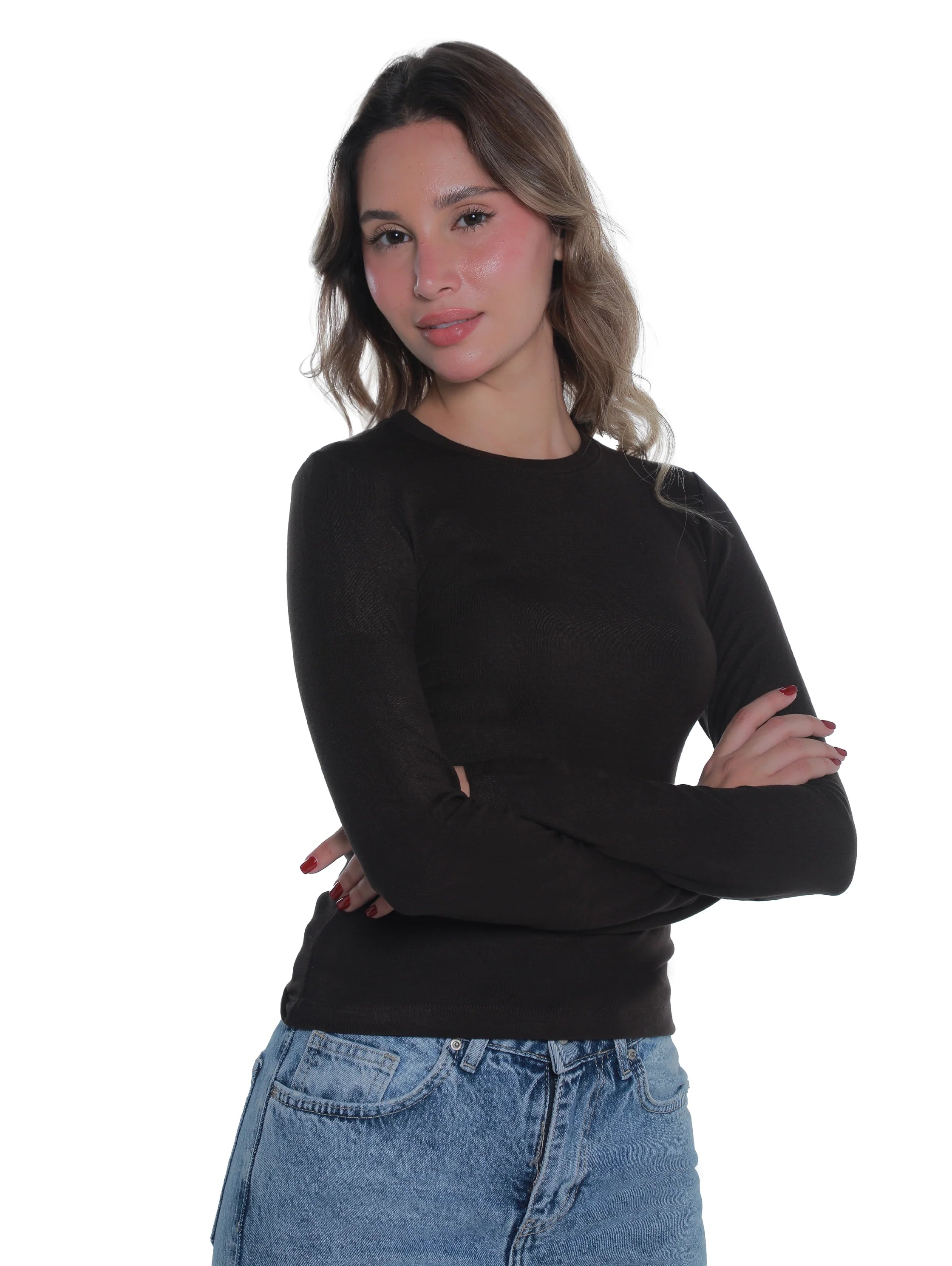 Cotton Brown Top With Open Attached Finger