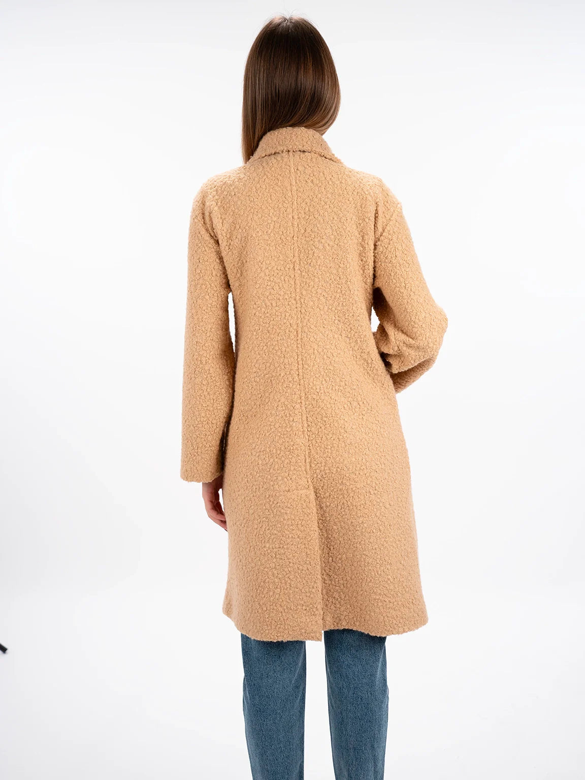 Fluffy Warm Long Beige Coat