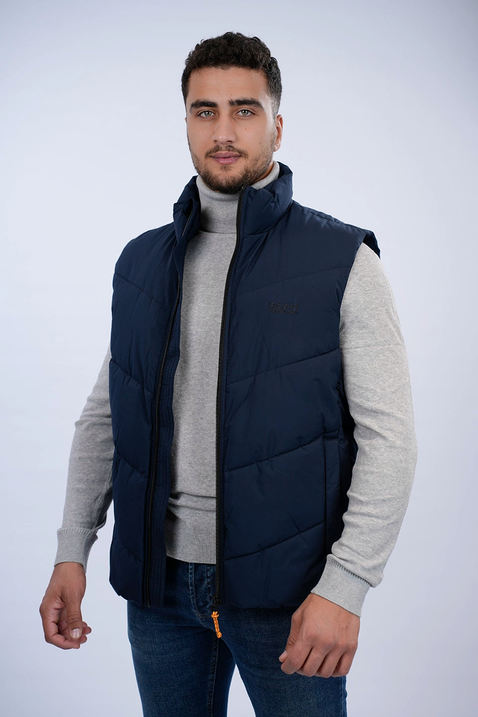 Tom Tailor Navy Puffer Vest With A Logo