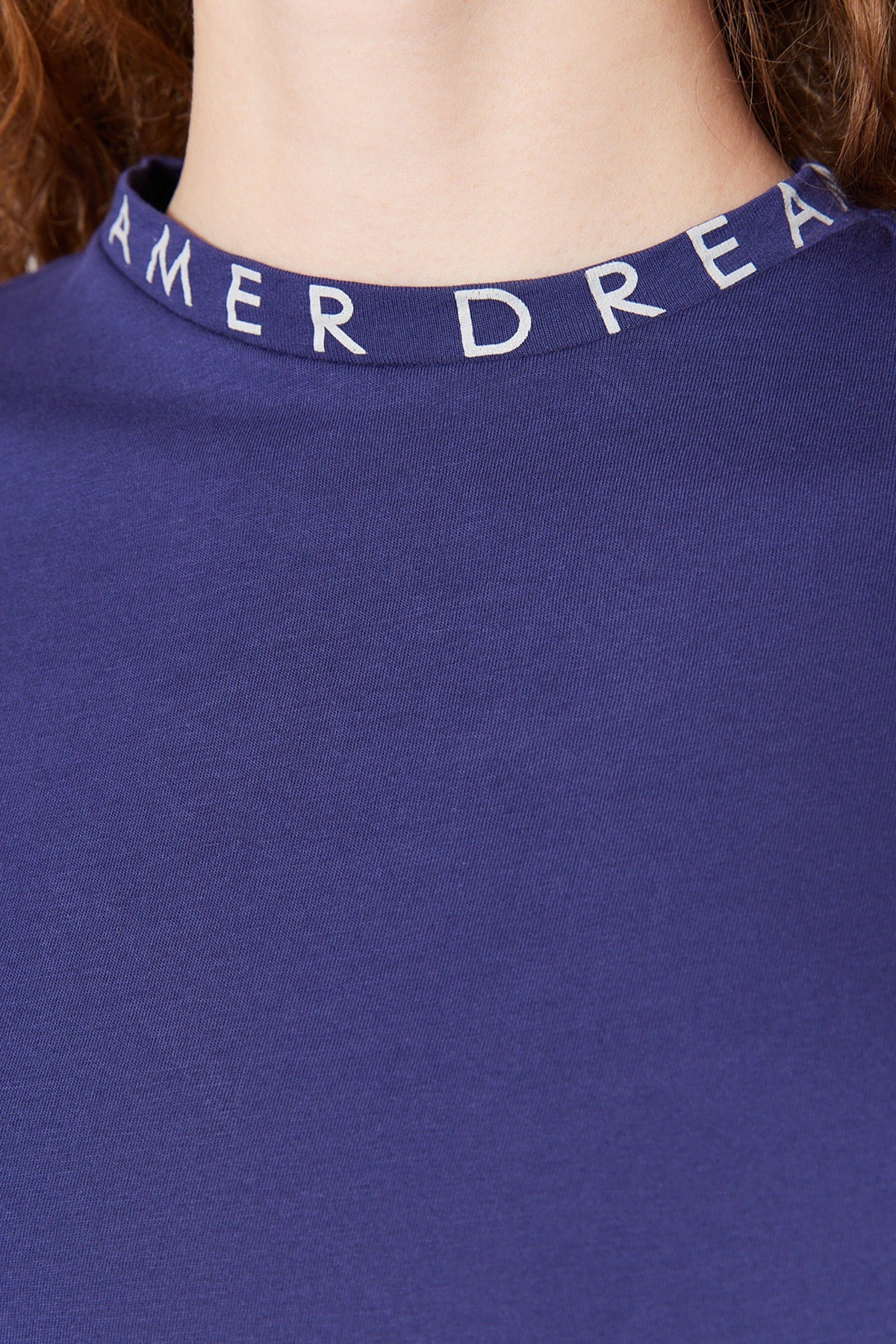 Women Navy T-shirt With Dreamer Neck Design