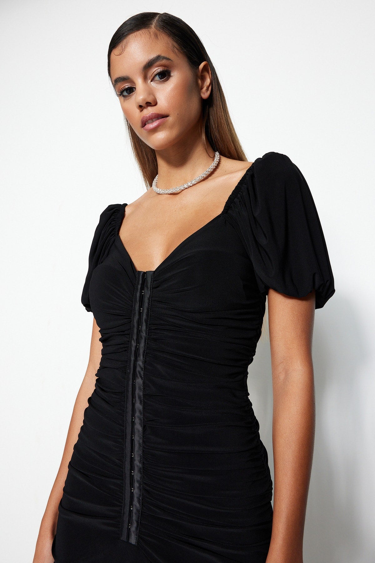 Trendyol Black Classy Dress With Puffy Shoulders Design