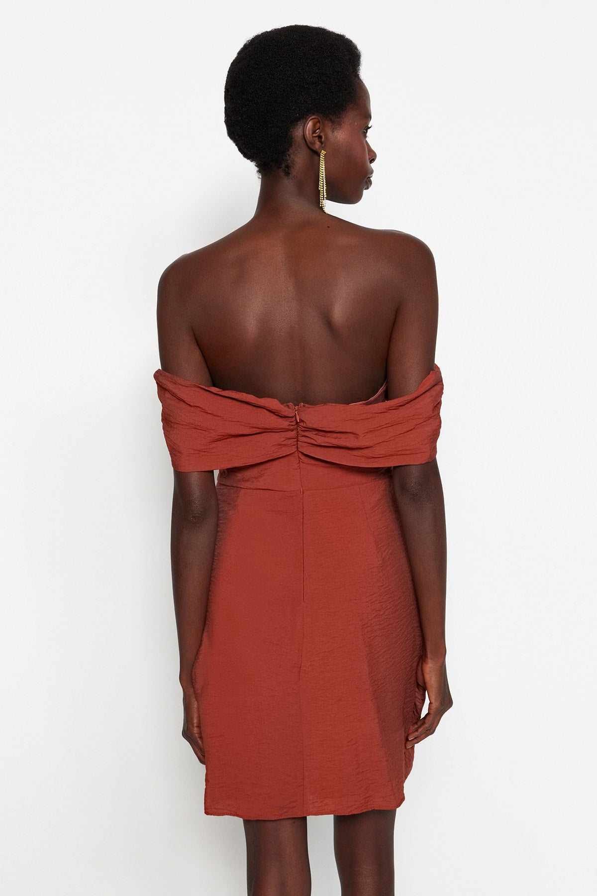 Trendyol Light Brown Designed Viscose Dress